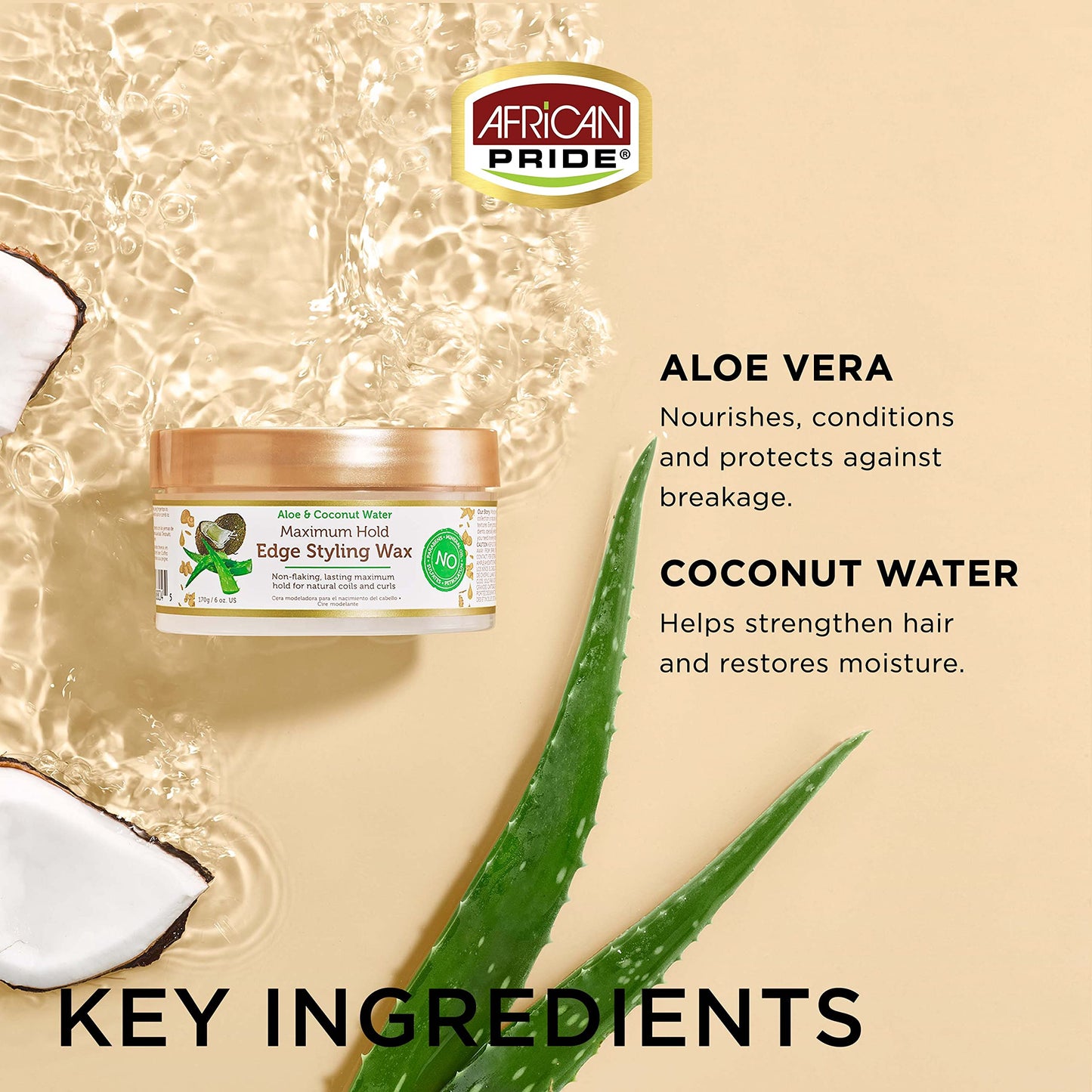 African Pride Moisture Miracle Maximum Hold Edge & Hair Styling Wax, Enriched with Aloe & Coconut, Controls Edges while Nourishing & Protecting Beauty & Personal Care African Pride