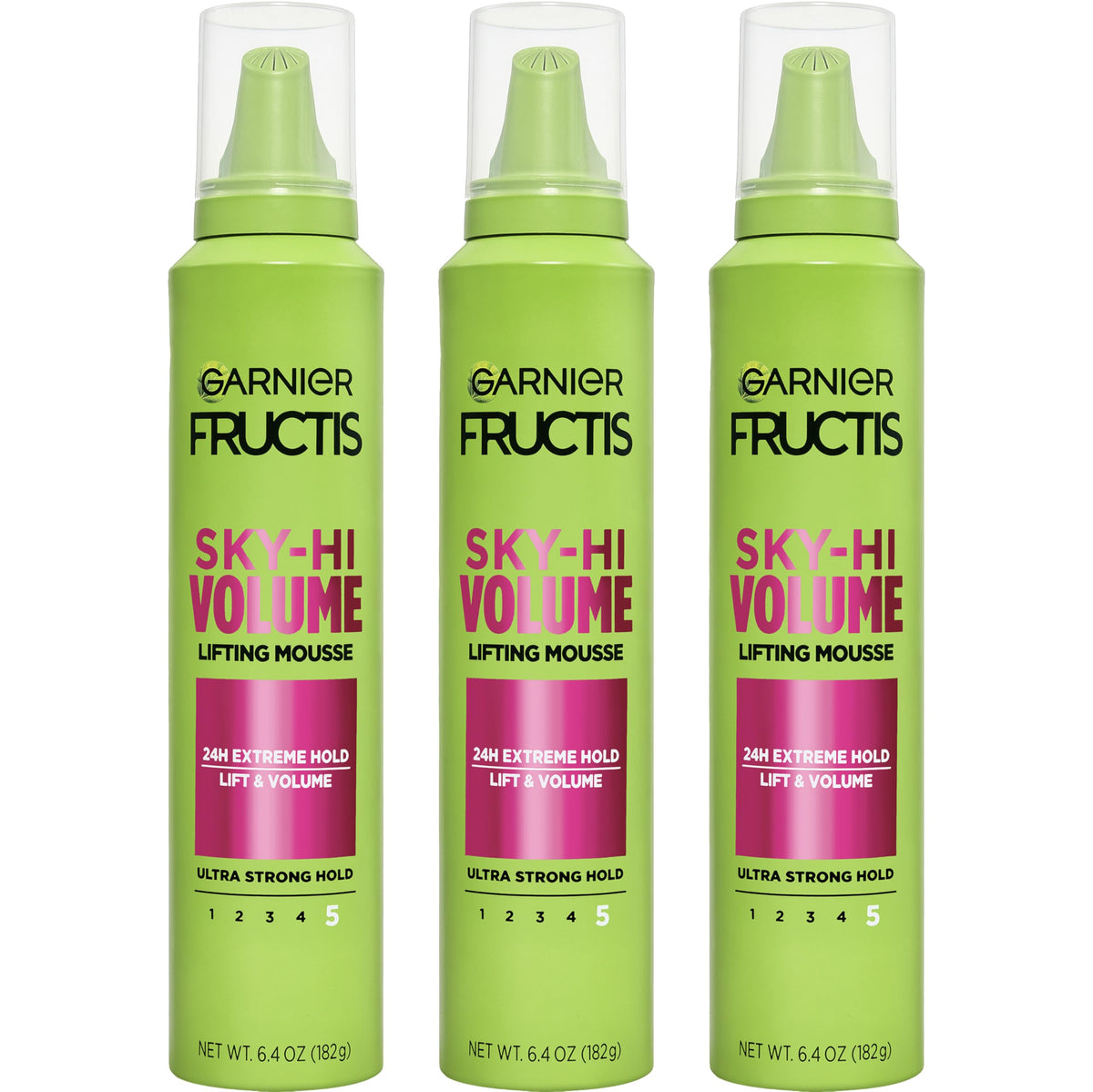 Garnier Fructis Style Sky-Hi Volume Mousse, Extreme Hold, 6.4 Oz, 3 Count (Packaging May Vary)