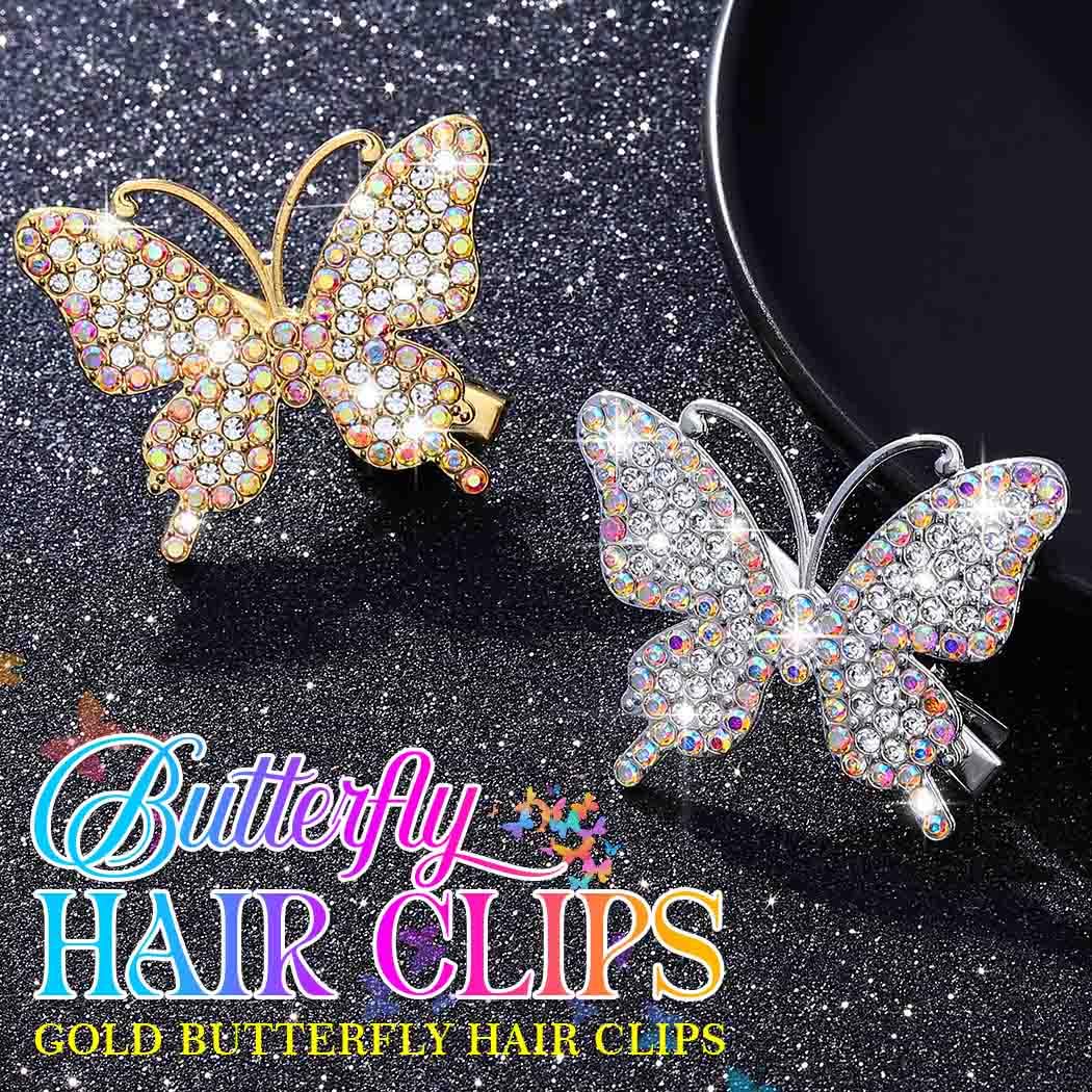 BARTOSI Butterfly Hair Clips Sparkly Rhinestone Hair Barrettes Butterflies Hair Accessories for Women and Girls (Pack of 2) Beauty & Personal Care BARTOSI
