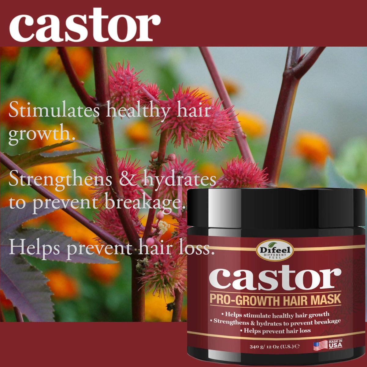 Difeel Castor Pro-Growth Hair Mask 12 oz.