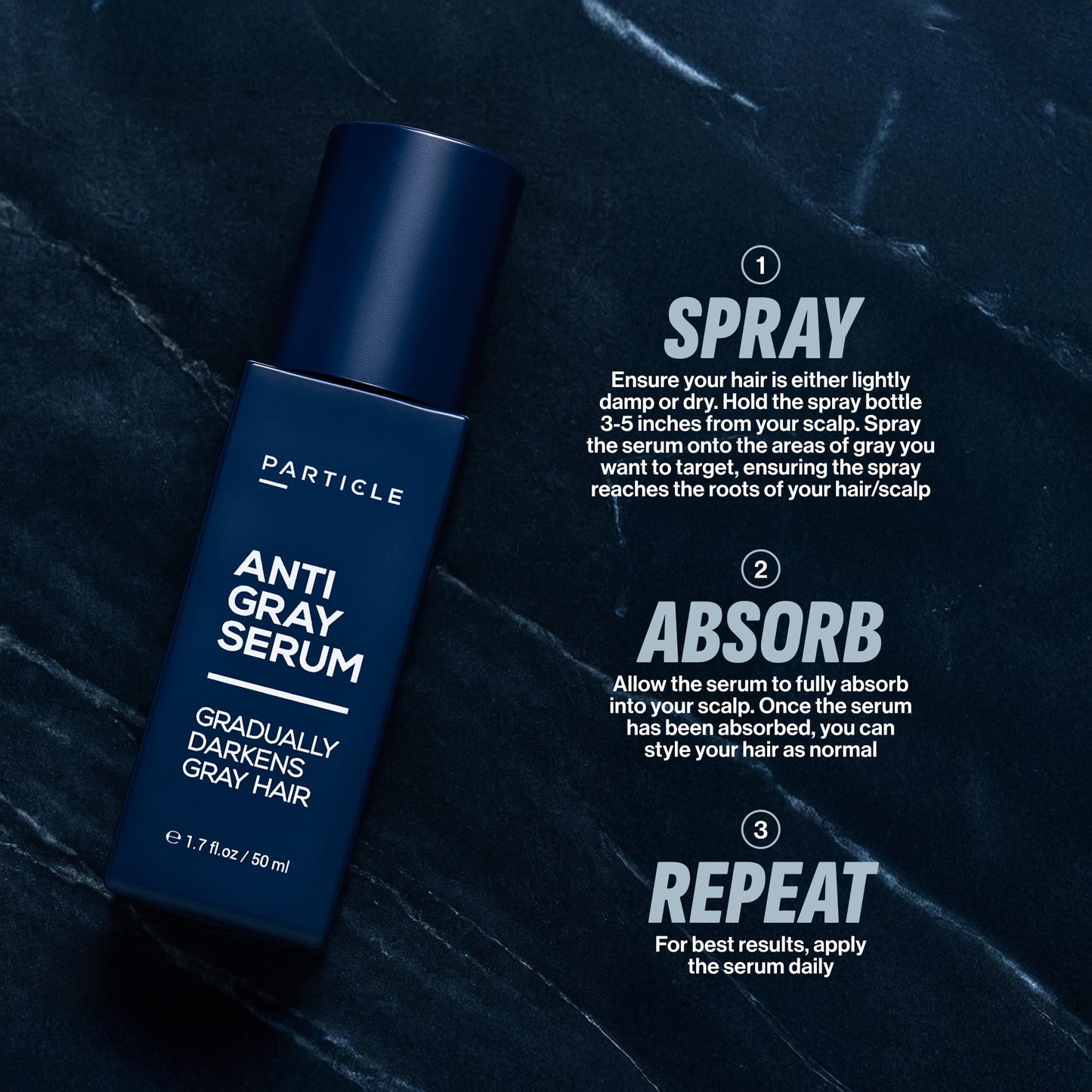 Particle Anti-Gray Serum for Men - Gradually Reduces Gray Hair on Head & Beard Without Dye - Natural Gray Reduction with Silverfree™, Vitamin A Beauty & Personal Care Particle