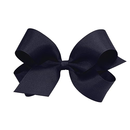 Wee Ones Girls' Plain Wrap Classic Grosgrain Hair Bows on a WeeStay No-Slip Hair Clip, Handmade, Large, Navy Beauty & Personal Care Wee Ones