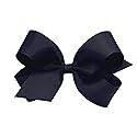 Wee Ones Girls' Plain Wrap Classic Grosgrain Hair Bows on a WeeStay No-Slip Hair Clip, Handmade, Large, Navy Beauty & Personal Care Wee Ones
