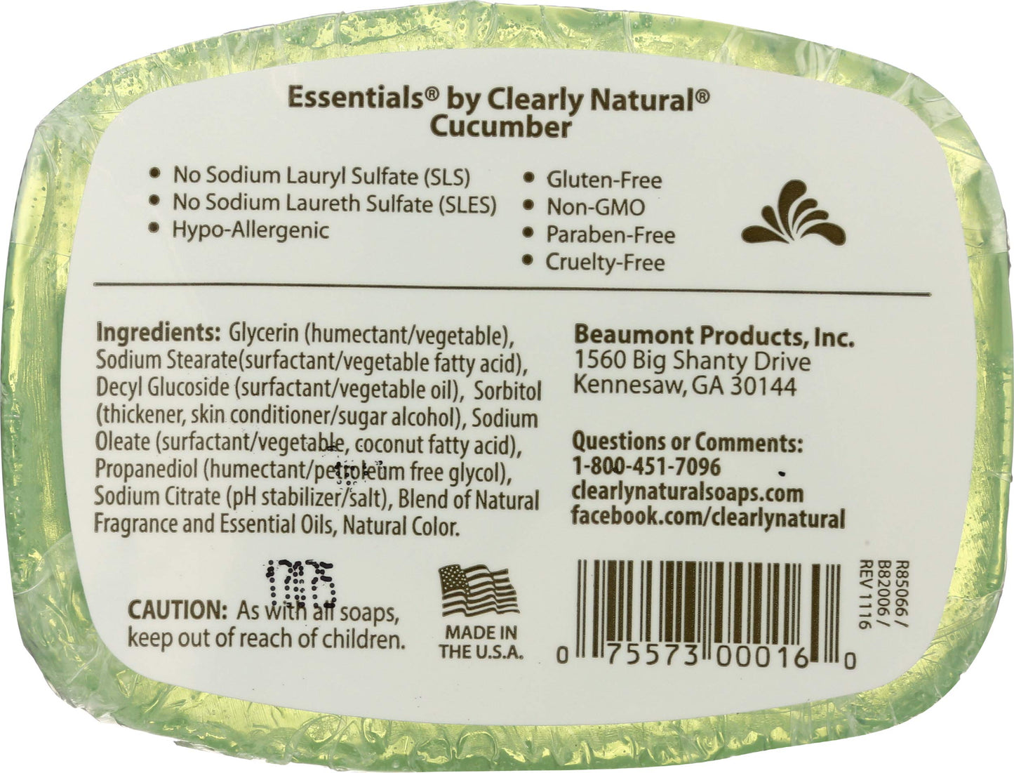 Clearly Natural Glycerine Soap Bar, Cucumber, 4 Ounce Beauty & Personal Care Clearly Natural