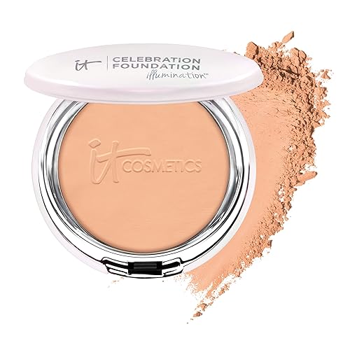 IT Cosmetics Celebration Foundation Illumination, Tan (W) - Full-Coverage, Anti-Aging Powder Foundation - Blurs Pores, Wrinkles & Imperfections - 0.3 Beauty & Personal Care IT Cosmetics