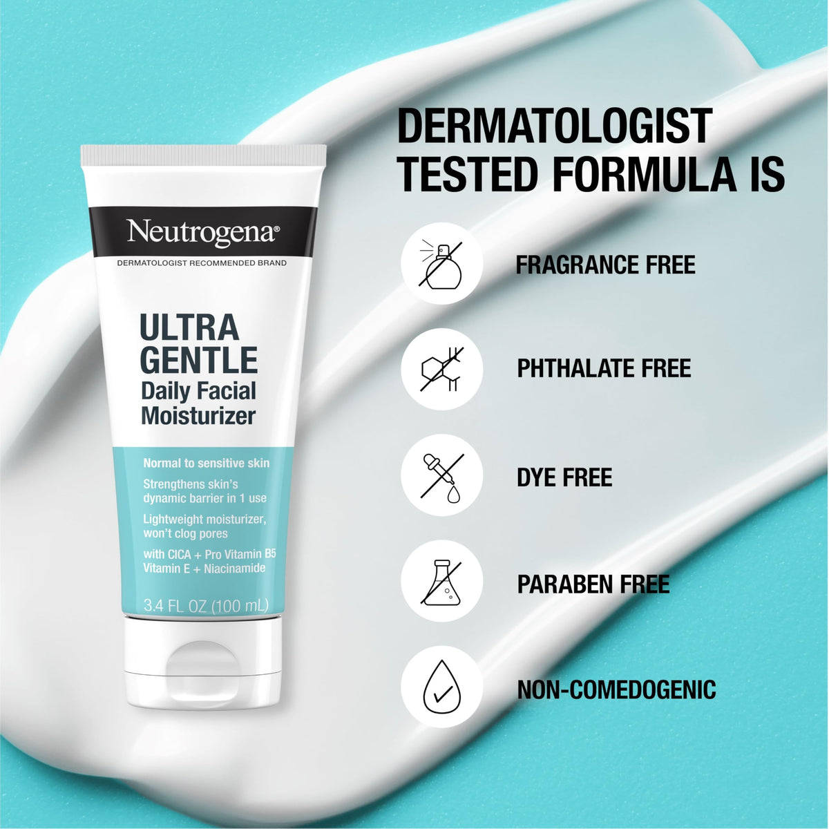 Neutrogena Fragrance Free Daily Facial Moisturizer, Face & Neck Moisturizer for Sensitive Skin with Vitamin B3, Pro-Vitamin B5 & Vitamin E Supports Beauty & Personal Care Neutrogena