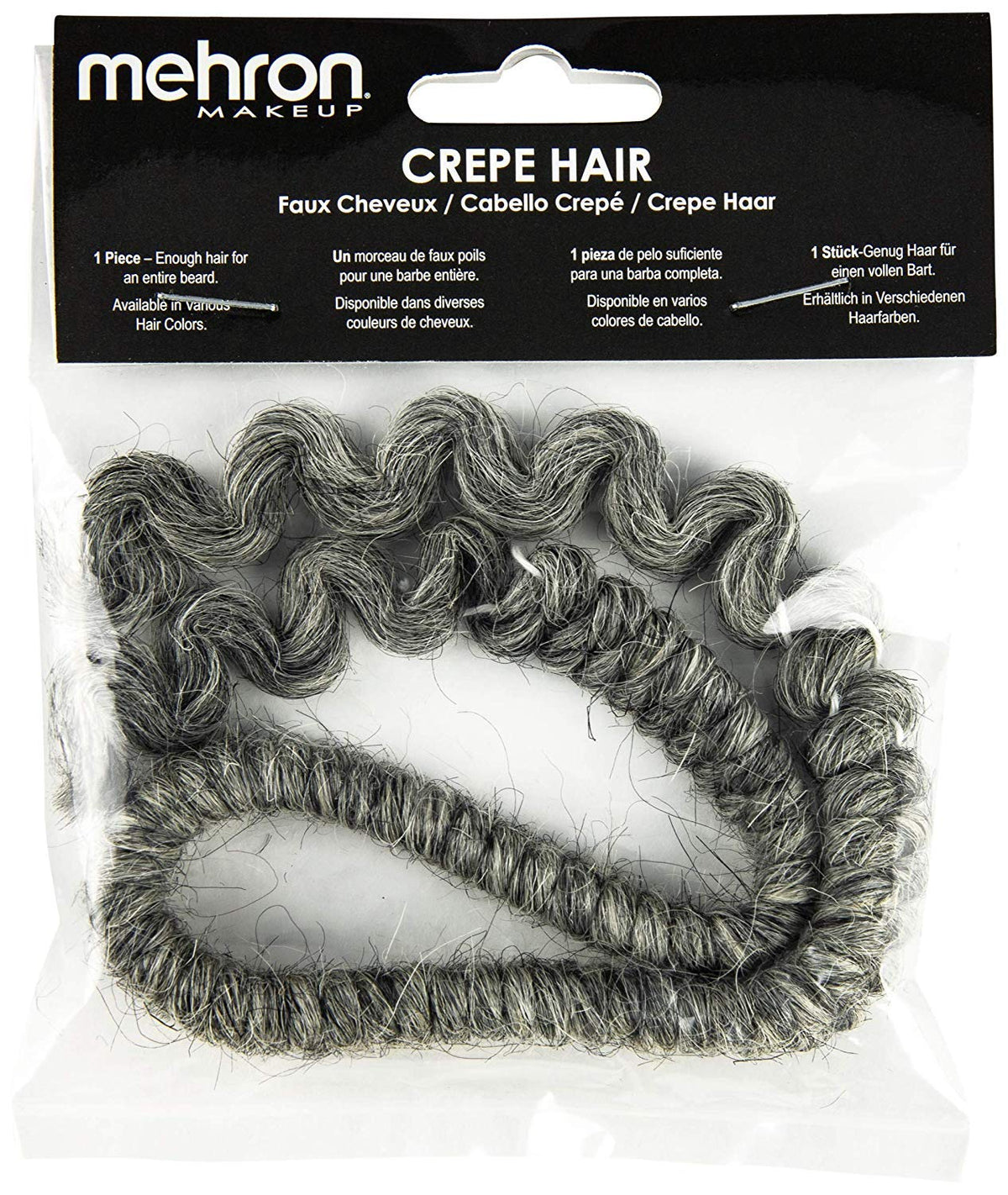 Mehron Makeup Crepe Hair - MEDIUM GREY, Special FX Fake Hair