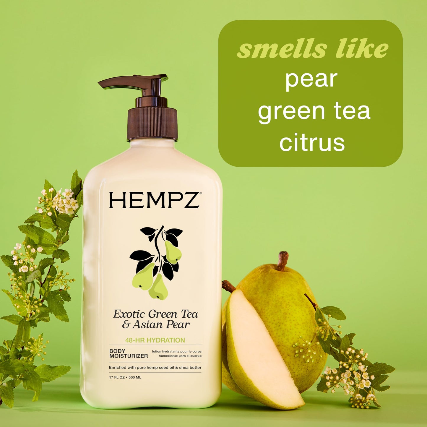 HEMPZ Body Lotion - Green Tea and Asian Pear - Daily Moisturizing Cream - 17oz Beauty & Personal Care Hempz
