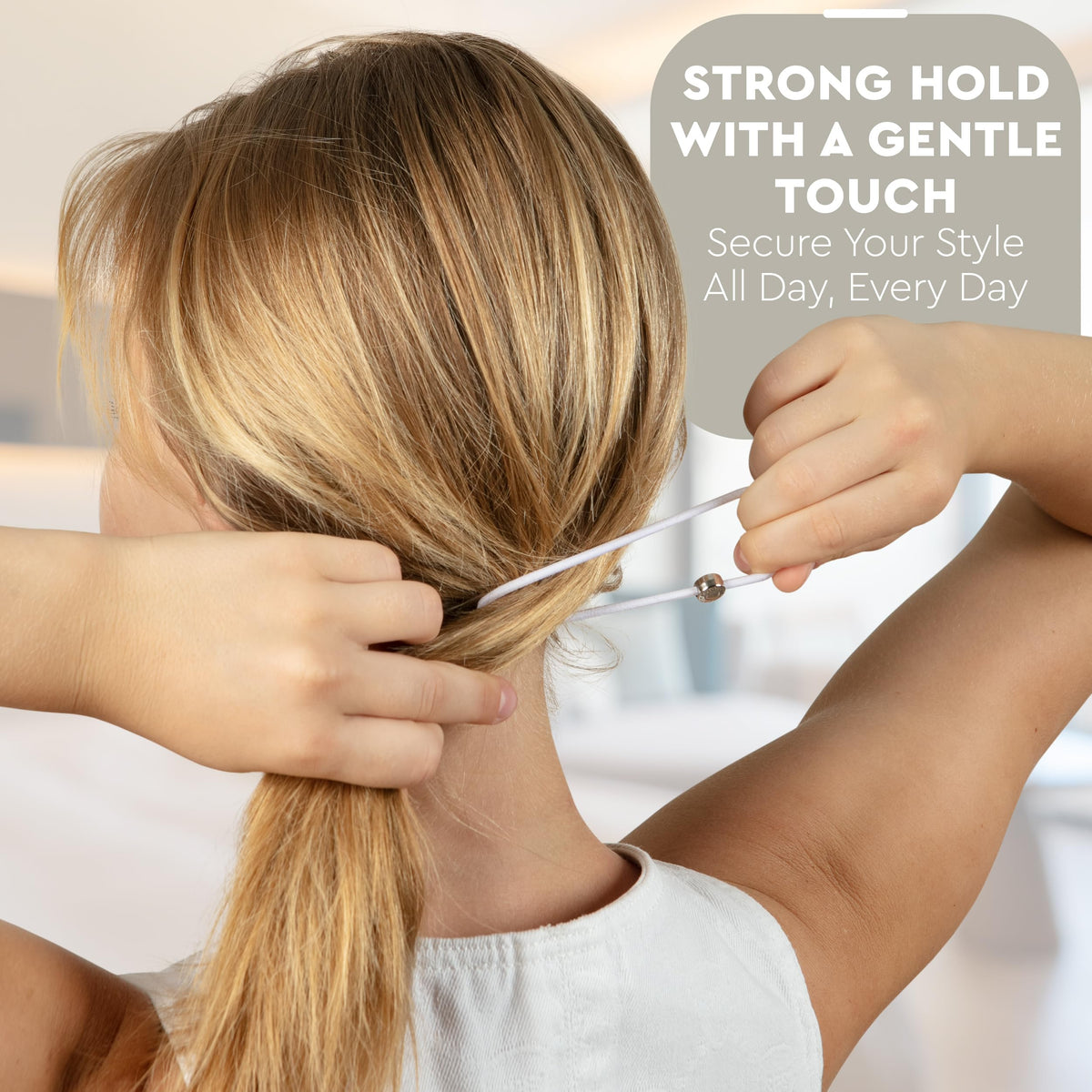 Signature Pony Tail Holders with sterling gem to secure and add a stylish touch (10 Pack) (Adobe)