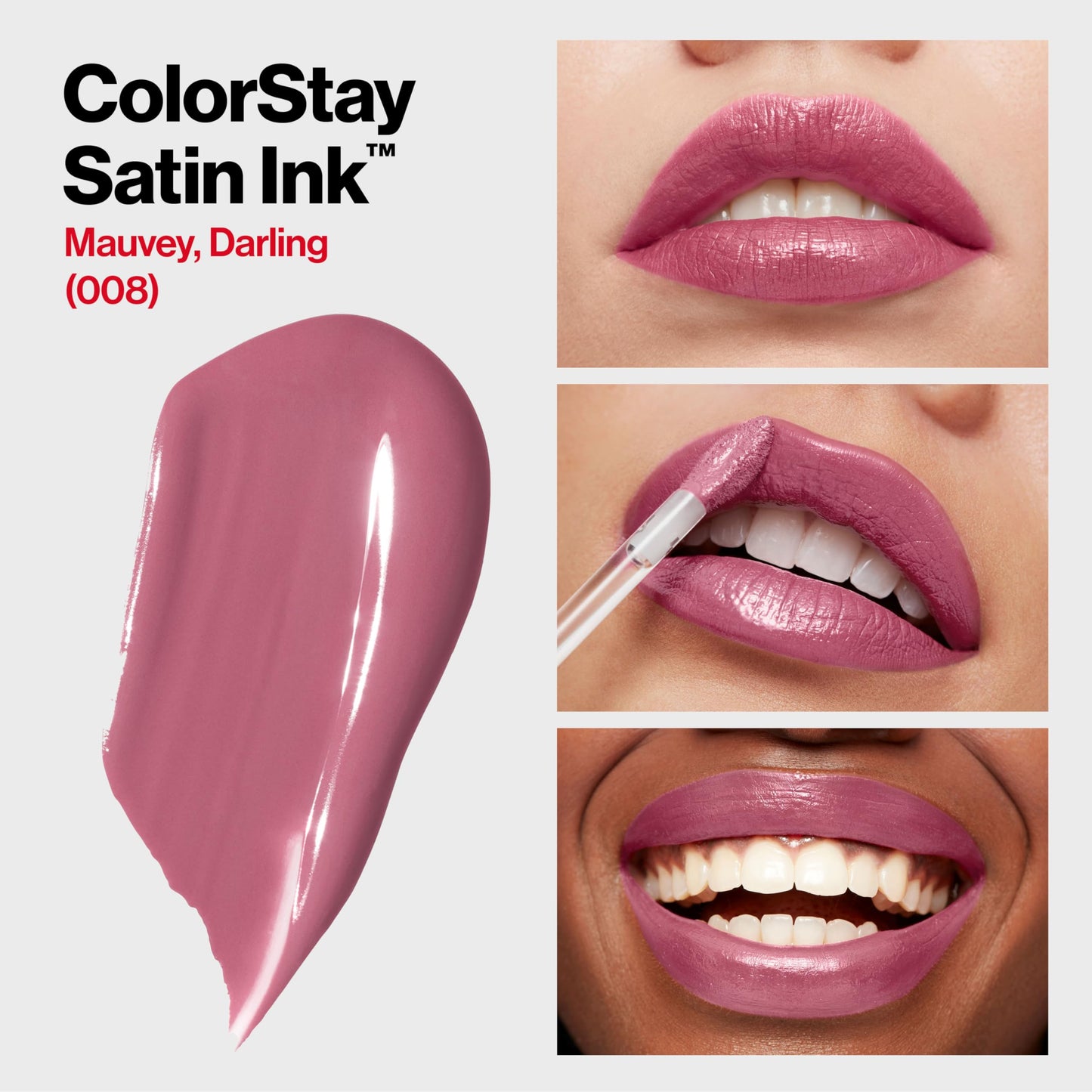 Revlon ColorStay Satin Ink Liquid Lipstick, Longwear Rich Lip Colors, Formulated with Black Currant Seed Oil, 008 Mauvey, Darling, 0.17 fl oz Beauty & Personal Care REVLON