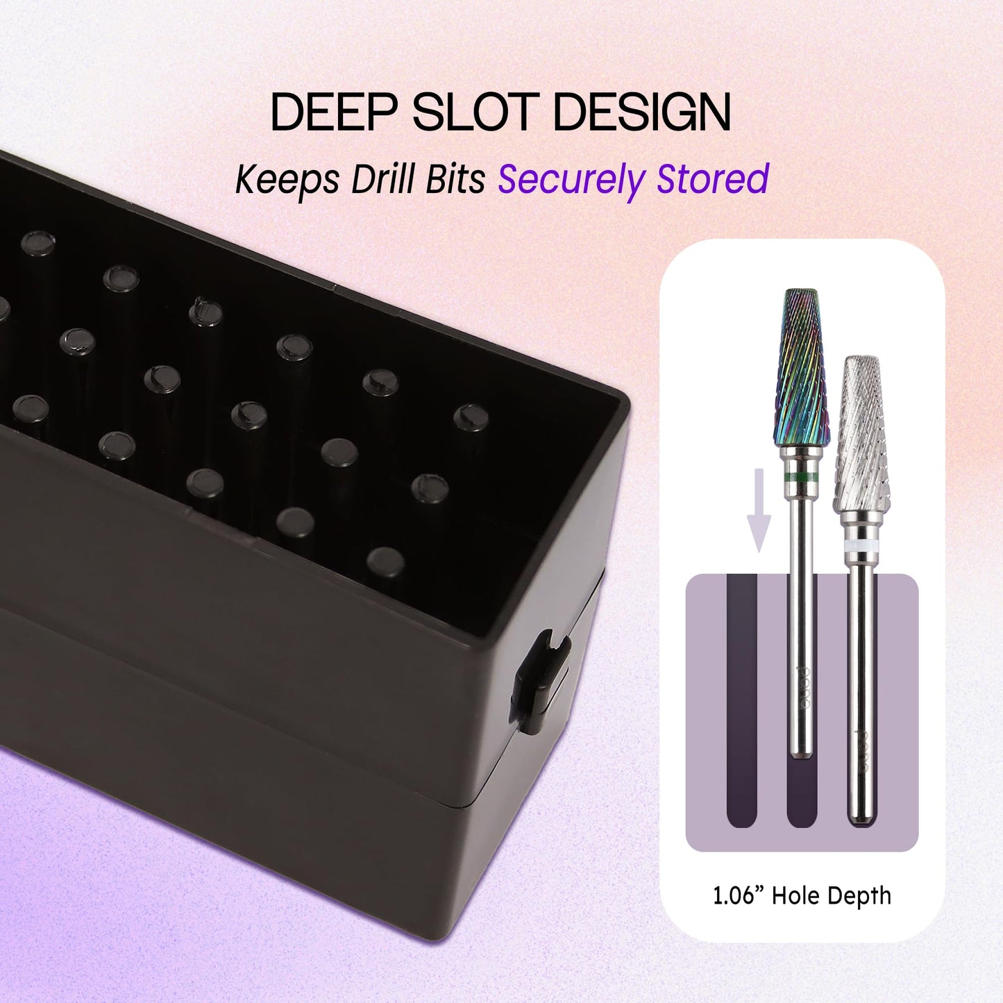 PANA Nail Drill Bit Holder Stand Display Organizer- Dust Proof Storage Container Box Case Tools for Home Use or Nail Salon - (30 Holes, Blue) (Drill Beauty & Personal Care PANA