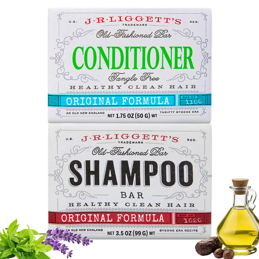 J.R.LIGGETT'S Original Formula Shampoo Bar and Conditioner Bar 2-Pack, All-Natural, Plant-Based Solid Hair Care Set, Sulfate-Free, 3.5 oz Shampoo Beauty & Personal Care J·R·LIGGETT'S