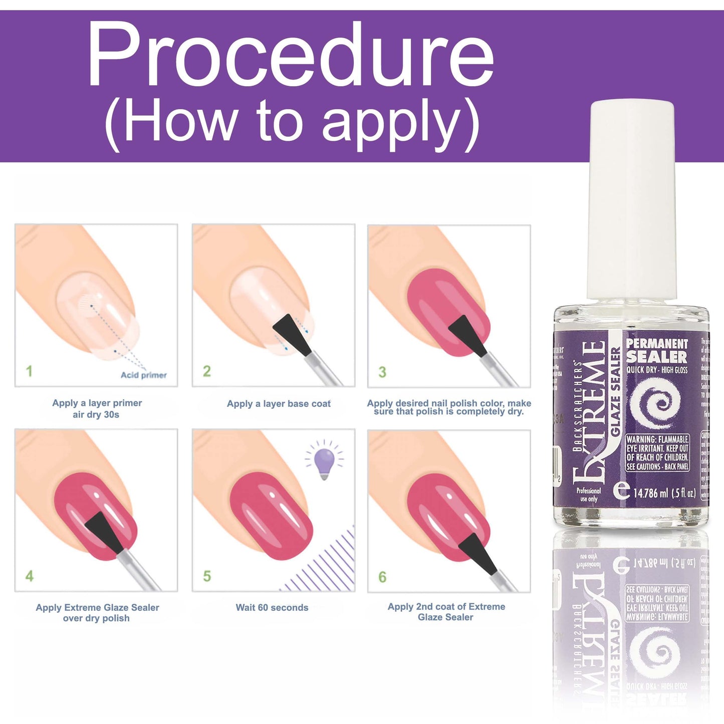 Backscratchers Extreme Permanent Glaze Sealer - Clear Permanent Top Coat - Long Lasting - High Gloss and Quick Dry Beauty & Personal Care BACKSCRATCHERS