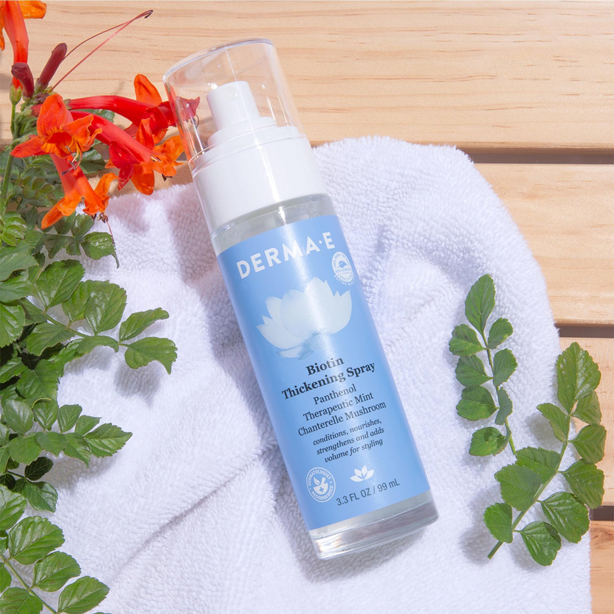 Derma E Biotin Thickening Spray - Volumizing Protein-Enriched Texturizer for Fine Hair with Panthenol, Therapeutic Mint and Chanterelle Mushroom, 3.3 Beauty & Personal Care Derma E