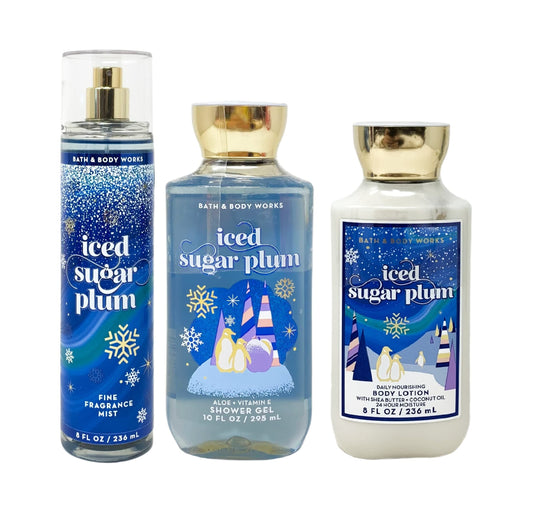 Bath & Body Works Iced Sugar Plum Trio Gift Set - Fragrance Mist - Body Lotion - Shower Gel Beauty and Personal Care Bath & Body Works