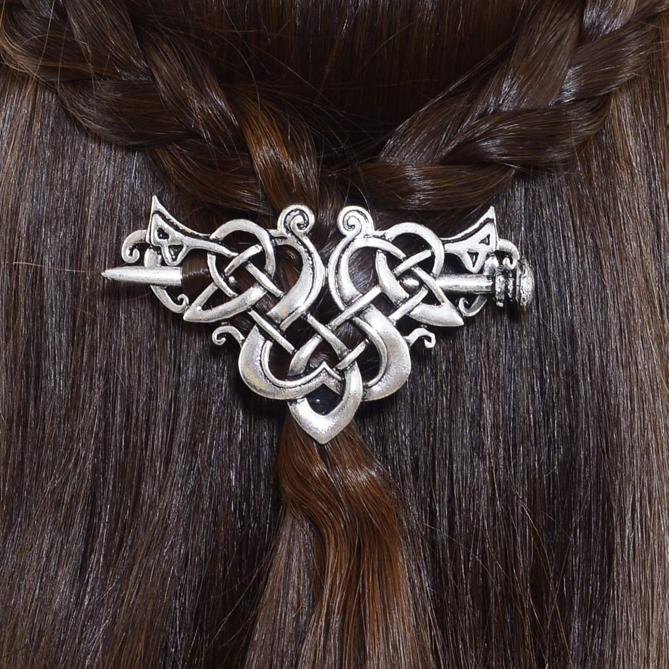 Viking Celtic Hair Sticks Hairpin-Viking Hair Clip Men Antique Silver Hair Sticks Hairpin Triangle Clips for Long Hair Stick Slide Irish Hair Beauty & Personal Care LQQQL