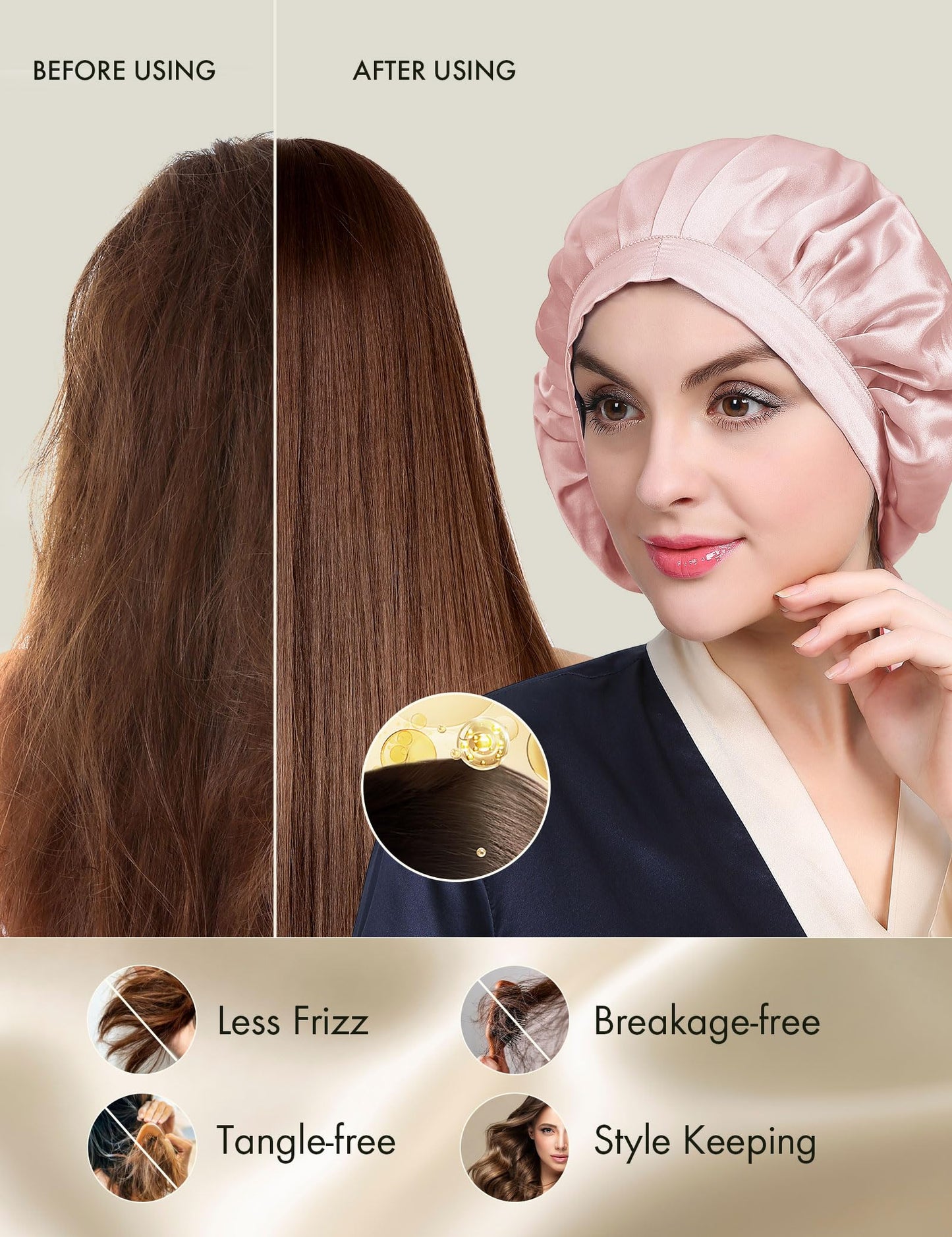LilySilk 100% Mulberry Silk Bonnet, Silk Night Sleep Cap Adjustable Hair Wrap for Sleeping, Rosy Pink Beauty and Personal Care LilySilk