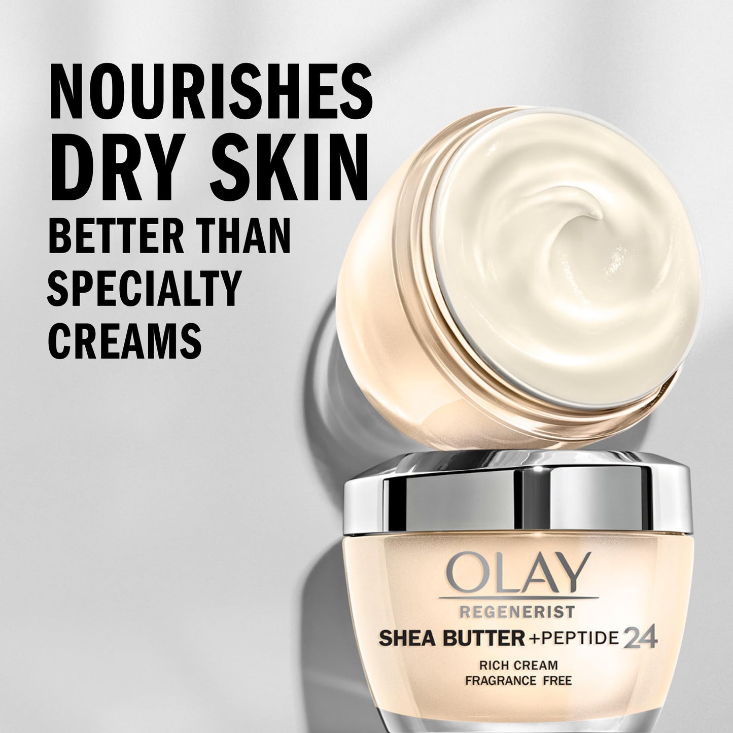 Olay Regenerist Shea Butter + Peptide 24 Rich Cream Face Moisturizer, Fragrance Free, 1.7 oz (48g) Beauty & Personal Care Olay