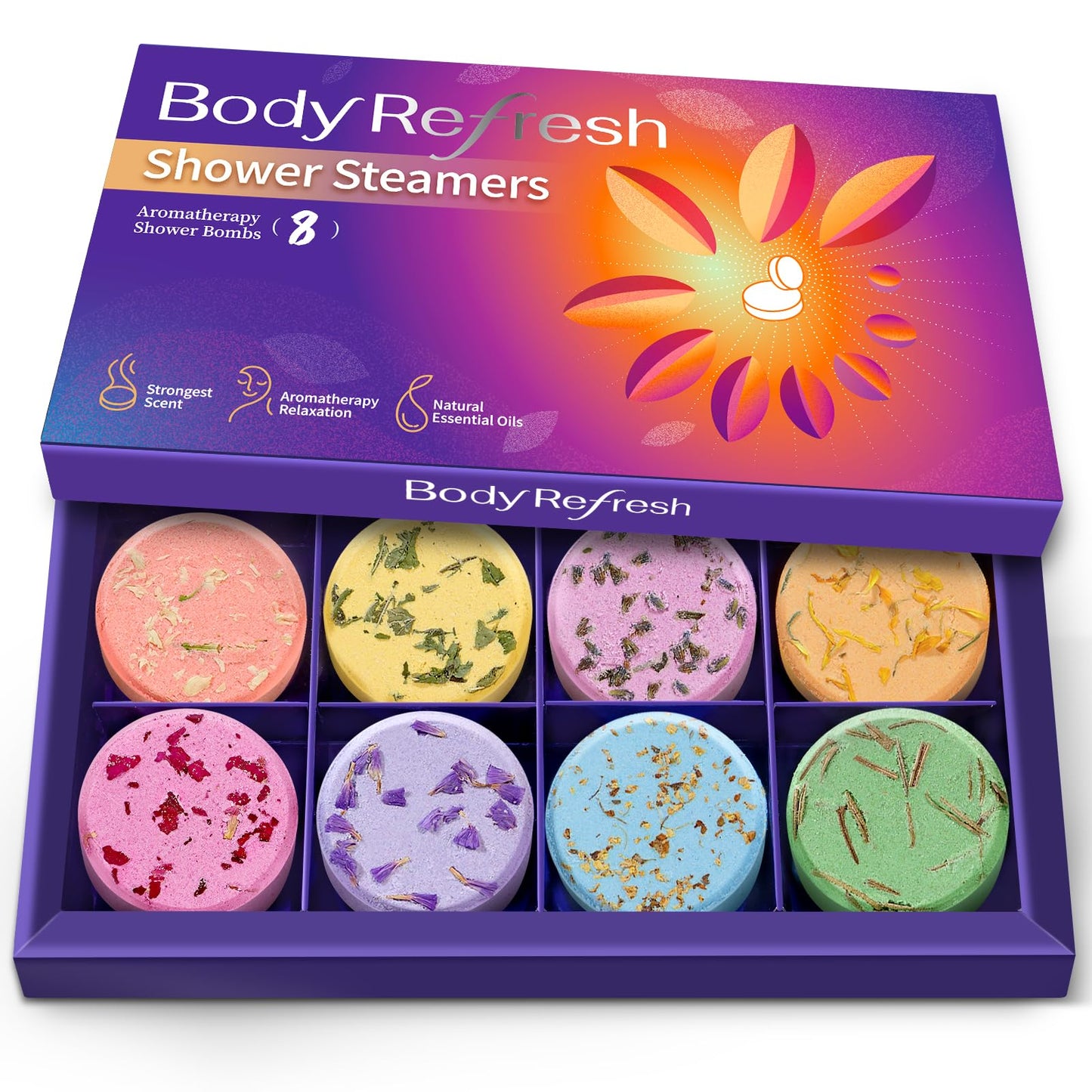 Shower Steamers Aromatherapy - 8 Pack Shower Bombs with Essential Oils, Gifts for Mom Wife, Birthday Gifts for Women Self Care Relaxation Home SPA Beauty and Personal Care BodyRefresh