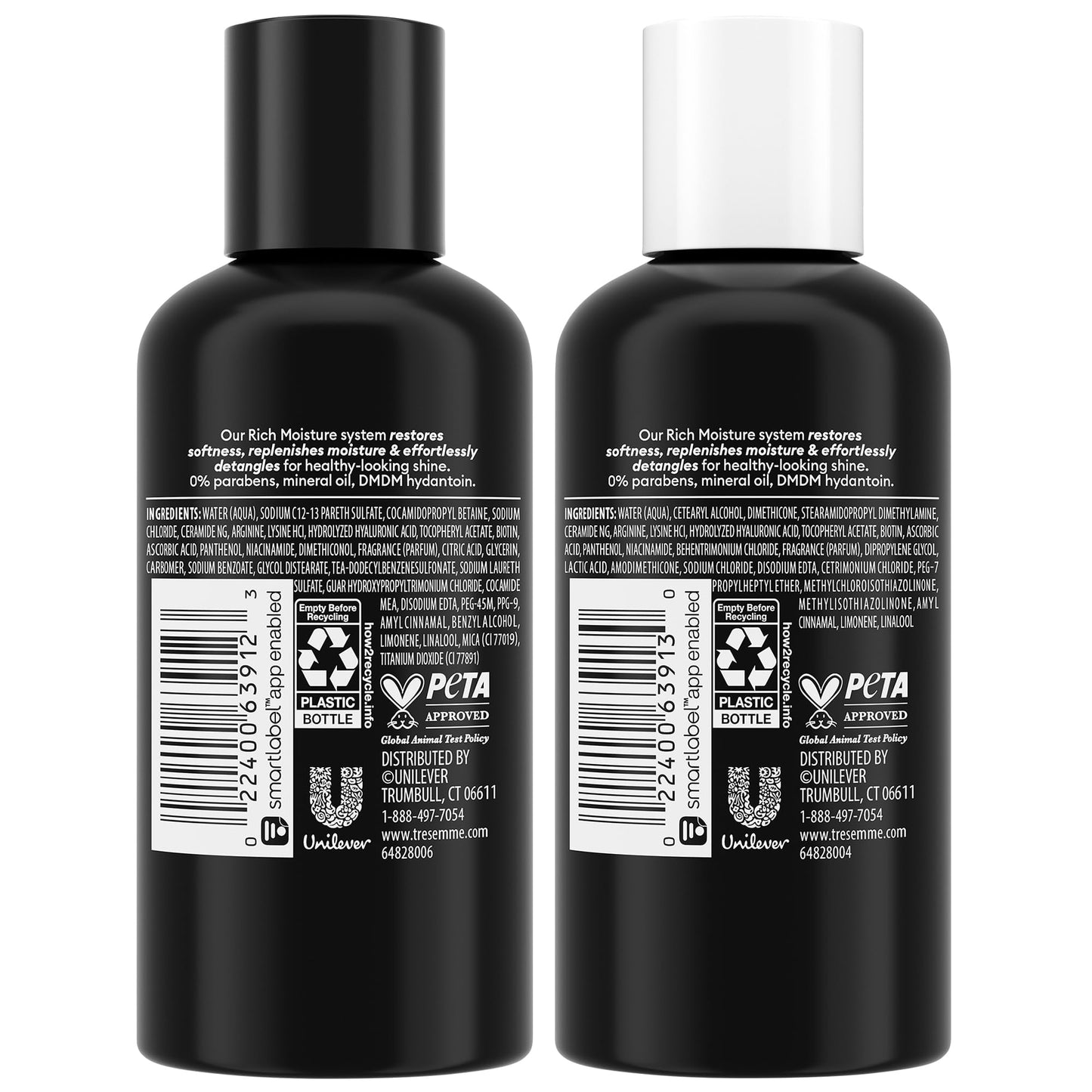 TRESemmé Travel Essentials, Rich Moisture Shampoo 3-Pack + Conditioner 3-Pack - Moisturizing Hair Care with Hyaluronic Acid, Paraben-Free, 3 Oz Ea Beauty & Personal Care TRESemmé