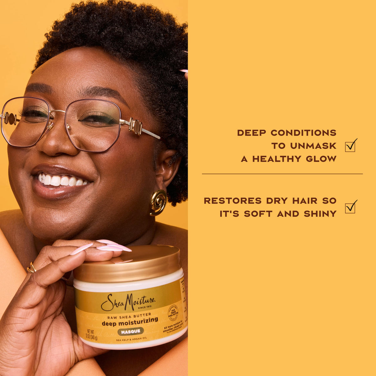 SheaMoisture Raw Shea Butter Deep Moisturizing Hair Masque Raw Shea Butter for Curly Hair Deep Conditioner to Moisturize and Renew Hair 11.5 oz