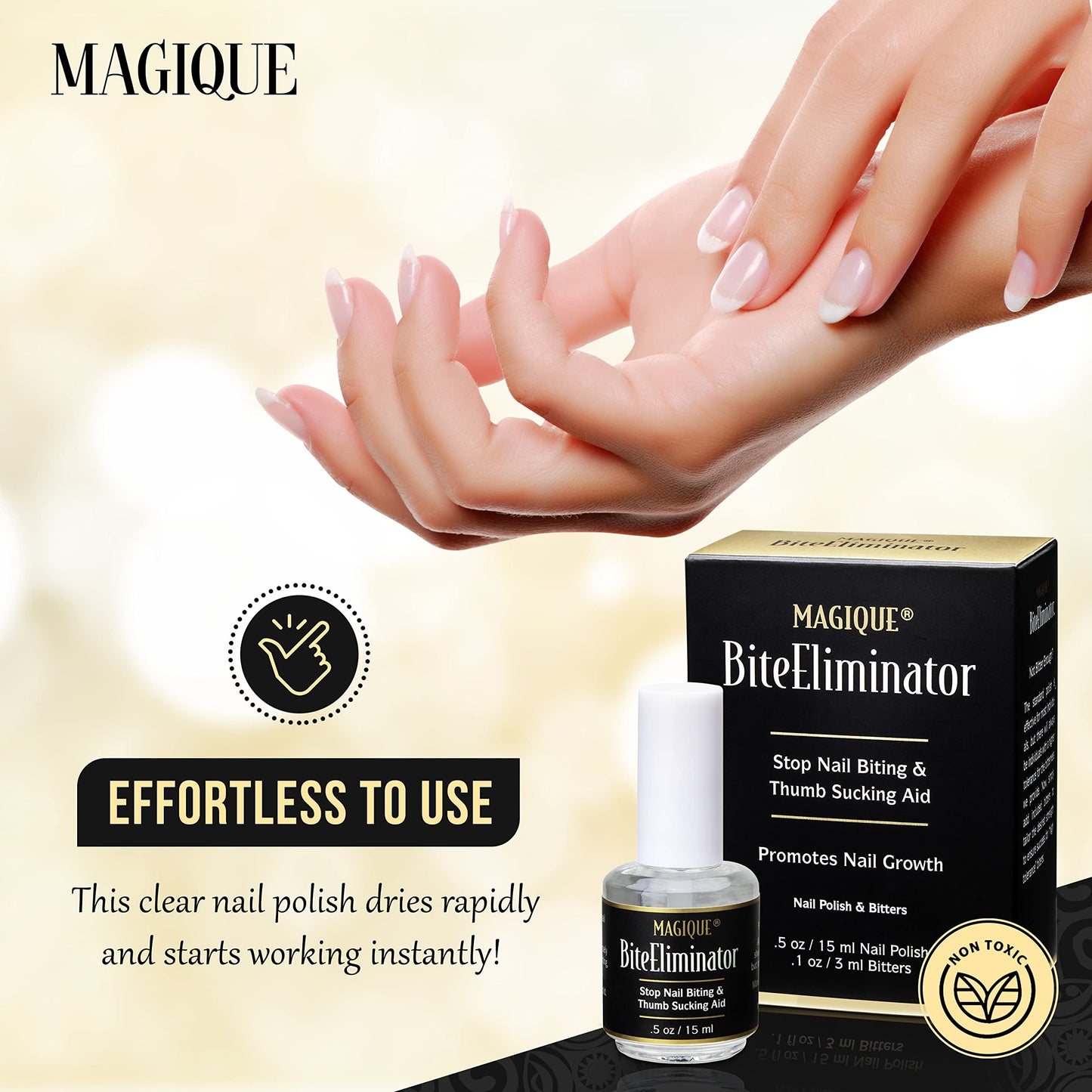 Magique Bite Eliminator - Stop Thumb Sucking & Nail Biting for Kids & Adults - Bitter Nail Polish Treatment - Customizable Strength - 0.5 Fl Oz Beauty & Personal Care Magique