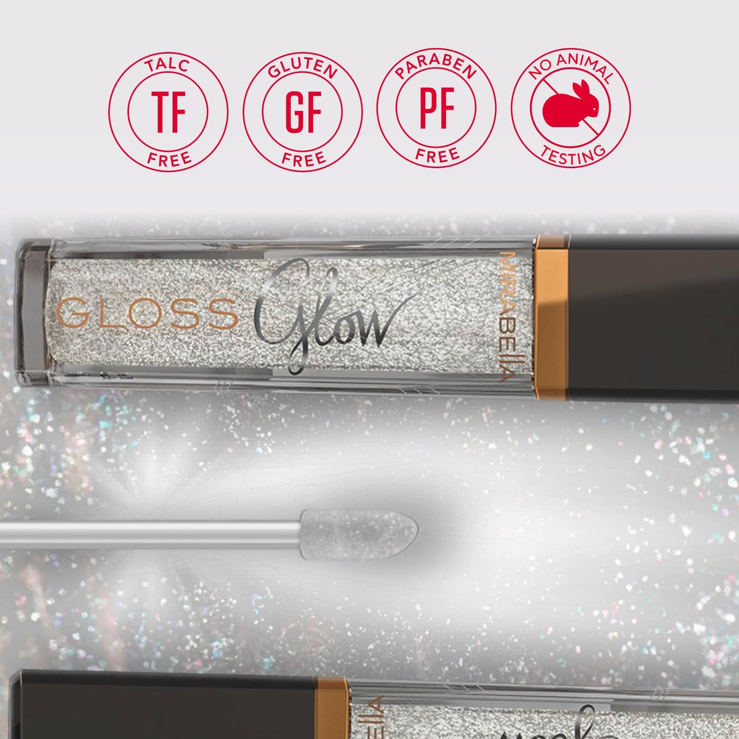 Mirabella Glow Light-Up Clear Shimmer Lip Gloss - LED Applicator with Mirror - Hydrating & Ultra-Moisturizing Formula with Jojoba Oil, Sweet Almond Beauty & Personal Care Mirabella
