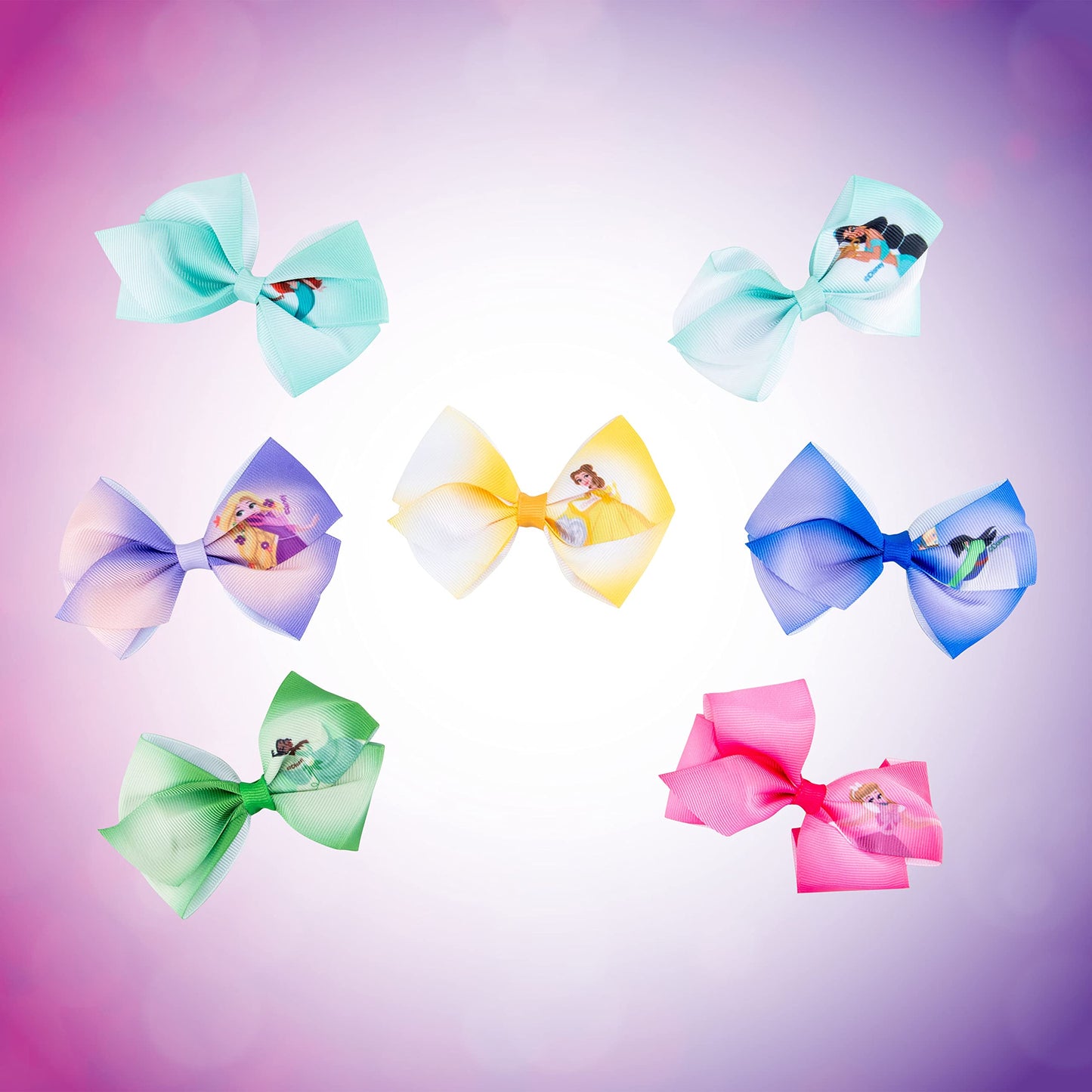 Disney Princess - Girls Hair Accessories Gift Set - Kids Hair Bows - 7 Pcs 4 Inch Bundle - Different Princess on Each Clip - Alligator Clip Ages 3+ Beauty & Personal Care LUV HER
