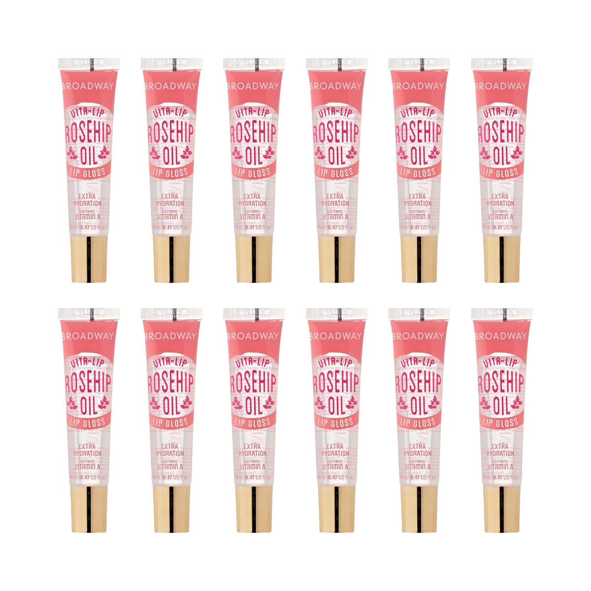 Ruby Kisses Broadway Vita-Lip Clear Lip Gloss (Rosehip Oil 12 Pack), Ultra-Hydrating & Soothing Formula with Vitamin Oils, High-Shine Non-Sticky Beauty & Personal Care Ruby Kisses