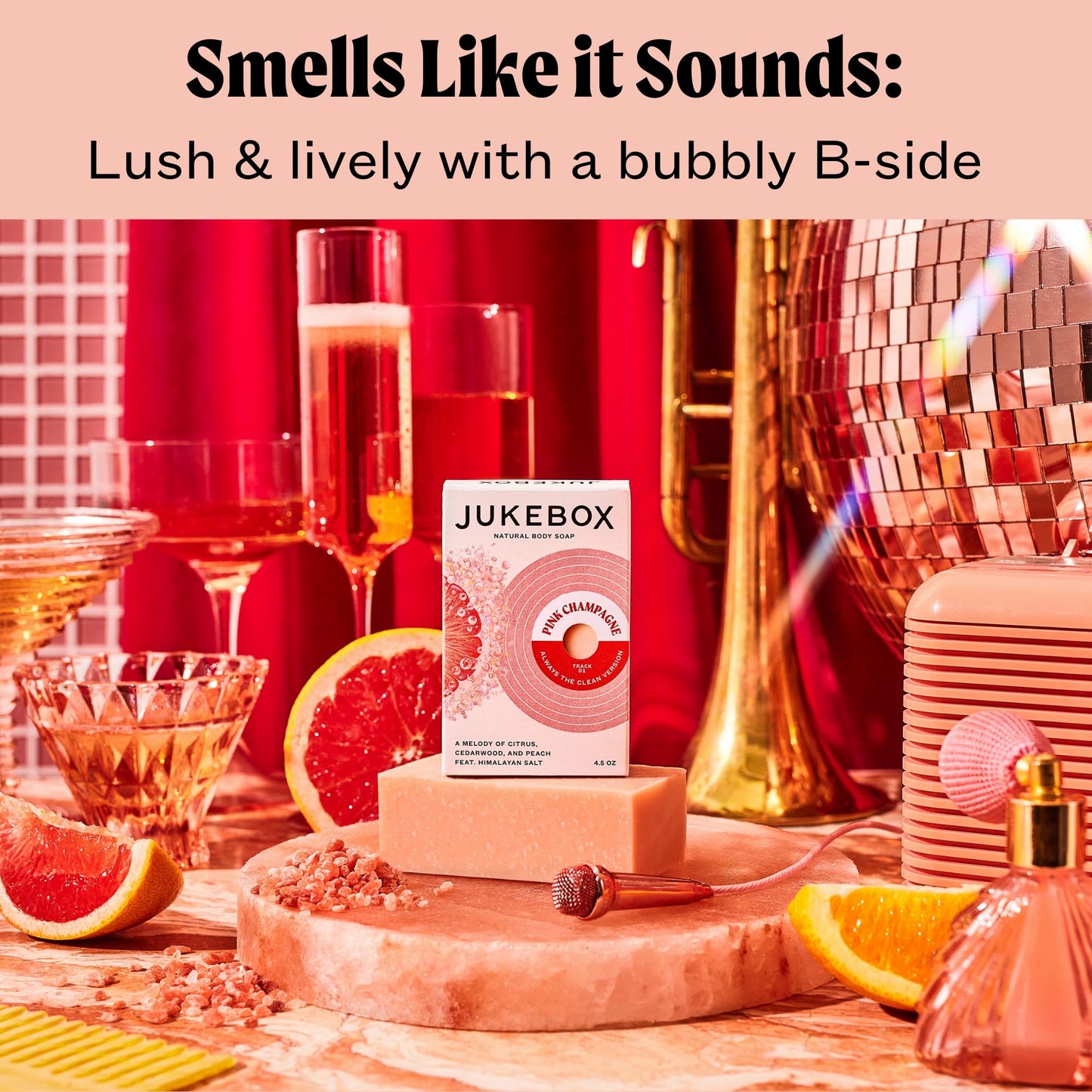Jukebox Soap, Pink Champagne Scent, Natural Bar Soap for Women, Cold Process, Bath Soap with No Harmful Ingredients,Created for All Skin Types,Pink Beauty & Personal Care JUKEBOX