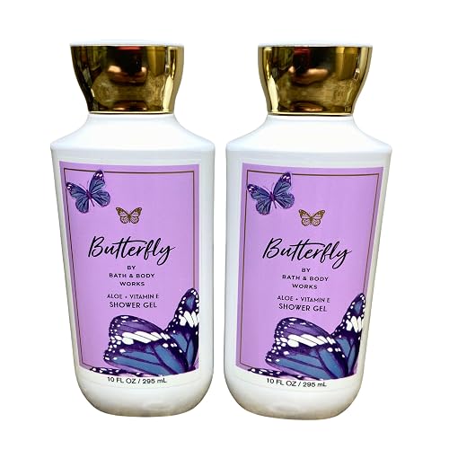 Bath & Body Works Shea + Vitamin E Shower Gel, Set of 2, 10oz Each (Butterfly), purple Beauty & Personal Care Bath & Body Works