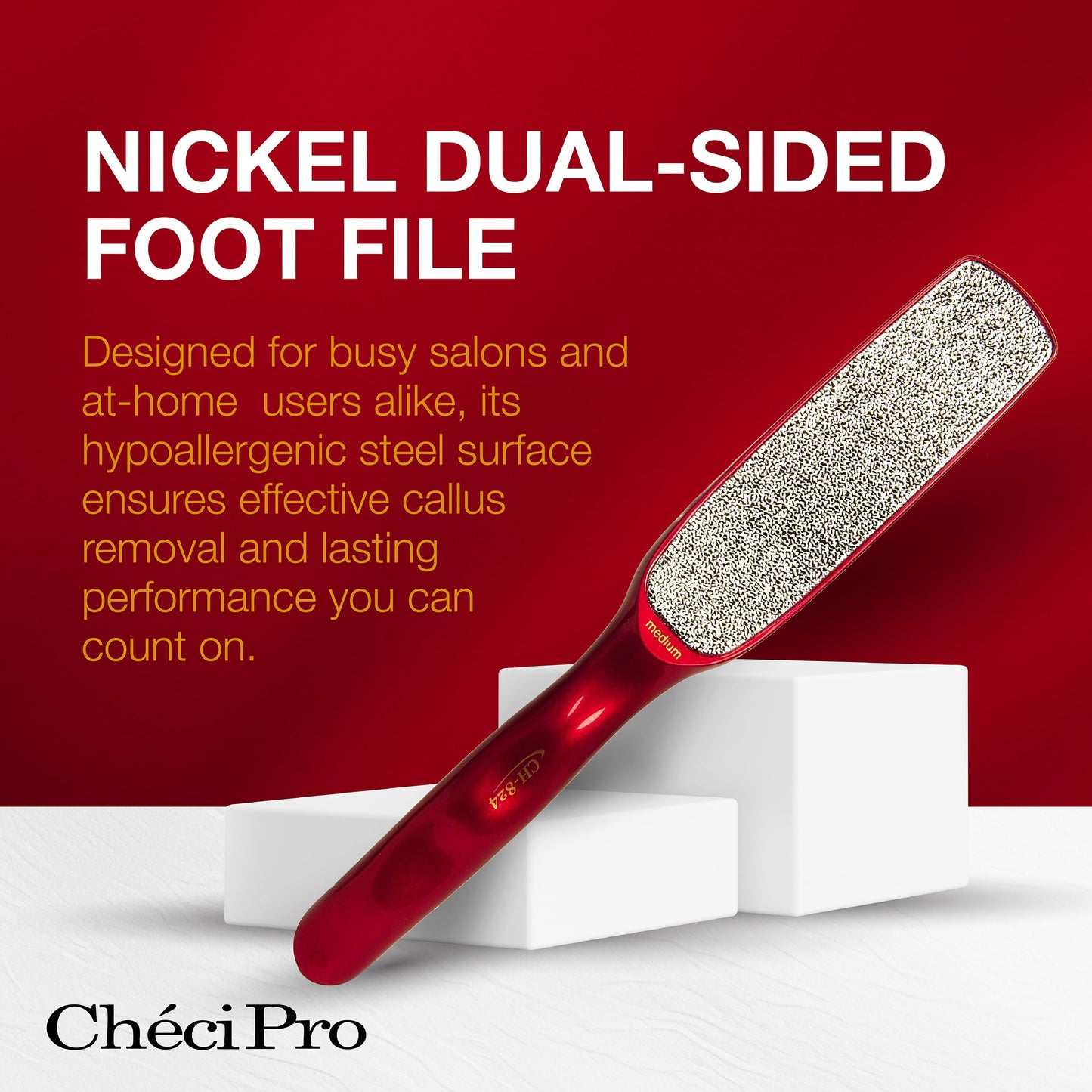 Checi Pro Nickel Foot File - Dual-Sided Foot Callus Remover for Dead Skin Feet Scrubber, Pedicure Tool Beauty & Personal Care Checi
