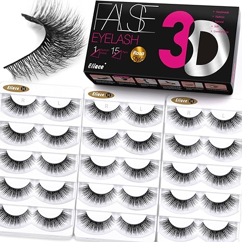 Eliace False Eyelashes Natural look Cat Eye Lashes Wispy Strips 3D Mink Lashes 13MM,15 Pairs Fake Eyelashes Faux Fluffy, Winged Fox Eyelashes, Soft Beauty & Personal Care Eliace