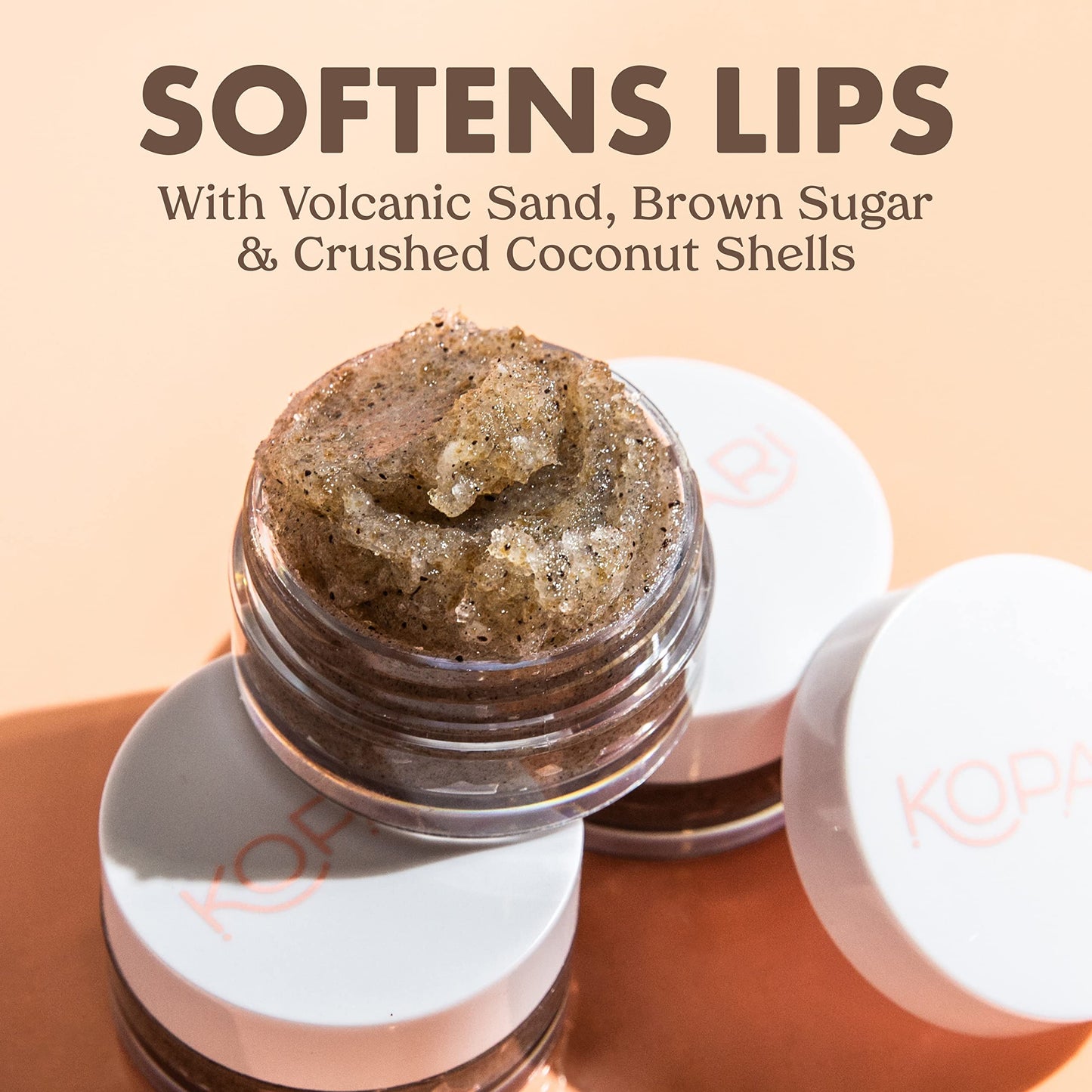 Kopari Coconut Lip Scrubby - Removes Dry Skin For Soft Lips - Volcanic Sand, Brown Sugar & Crushed Coconut Shells Hydrate Exfoliating Lip Scrub Beauty and Personal Care Kopari