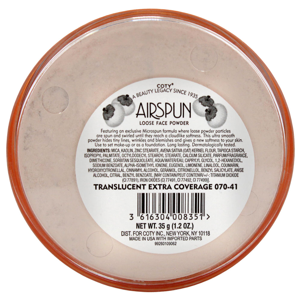 Coty Airspun Face Powder, Translucent Extra Coverage, 2.3 Ounce, Pack of 1