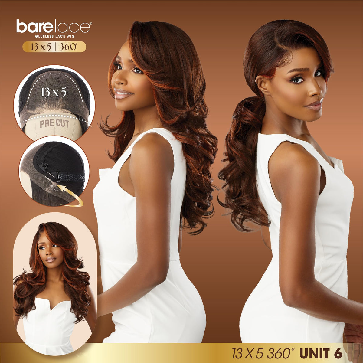 Sensationnel Barelace 13x5 360 Lace Wig - Unit 6, MOCHABROWN