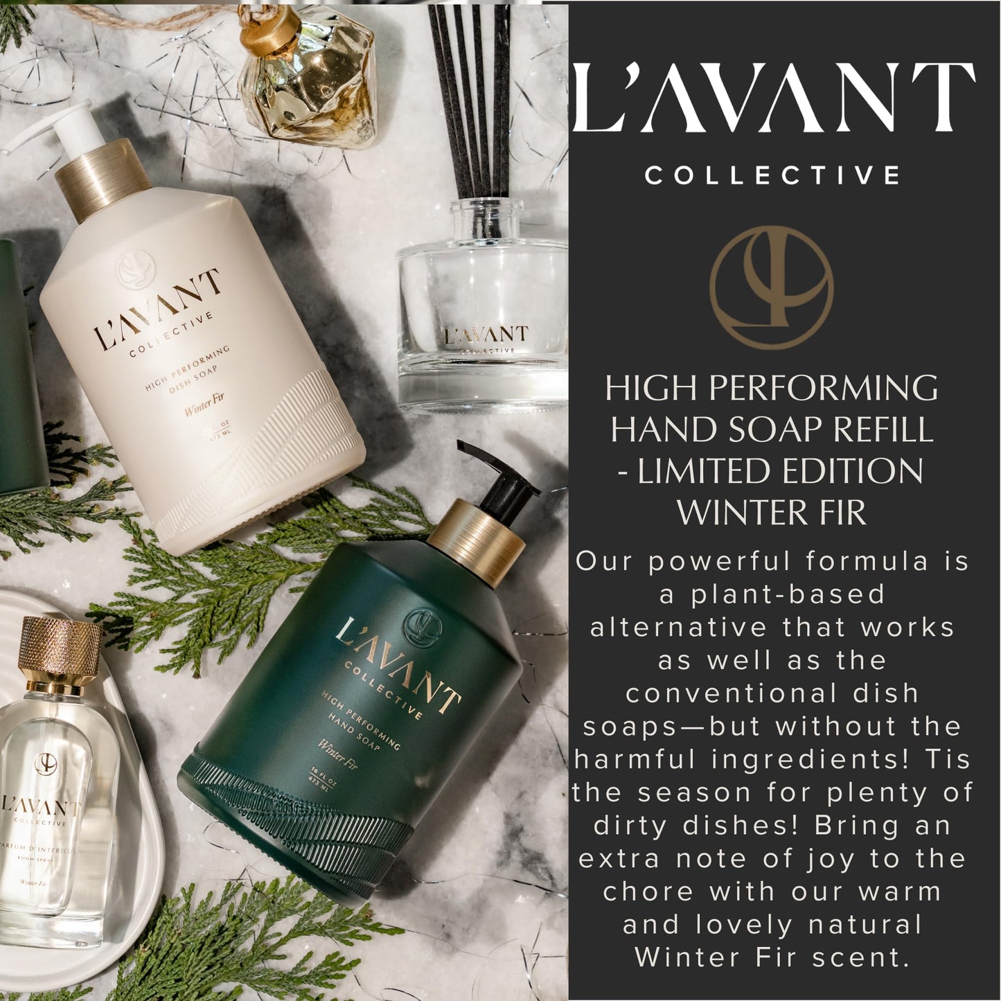 L'AVANT Collective Natural Luxury Hand Soap Refill | Plant-Based, Non-Toxic & Moisturizing, Refill for Glass Bottle, 32 Fl Oz | Winter Fir Beauty & Personal Care L'AVANT Collective