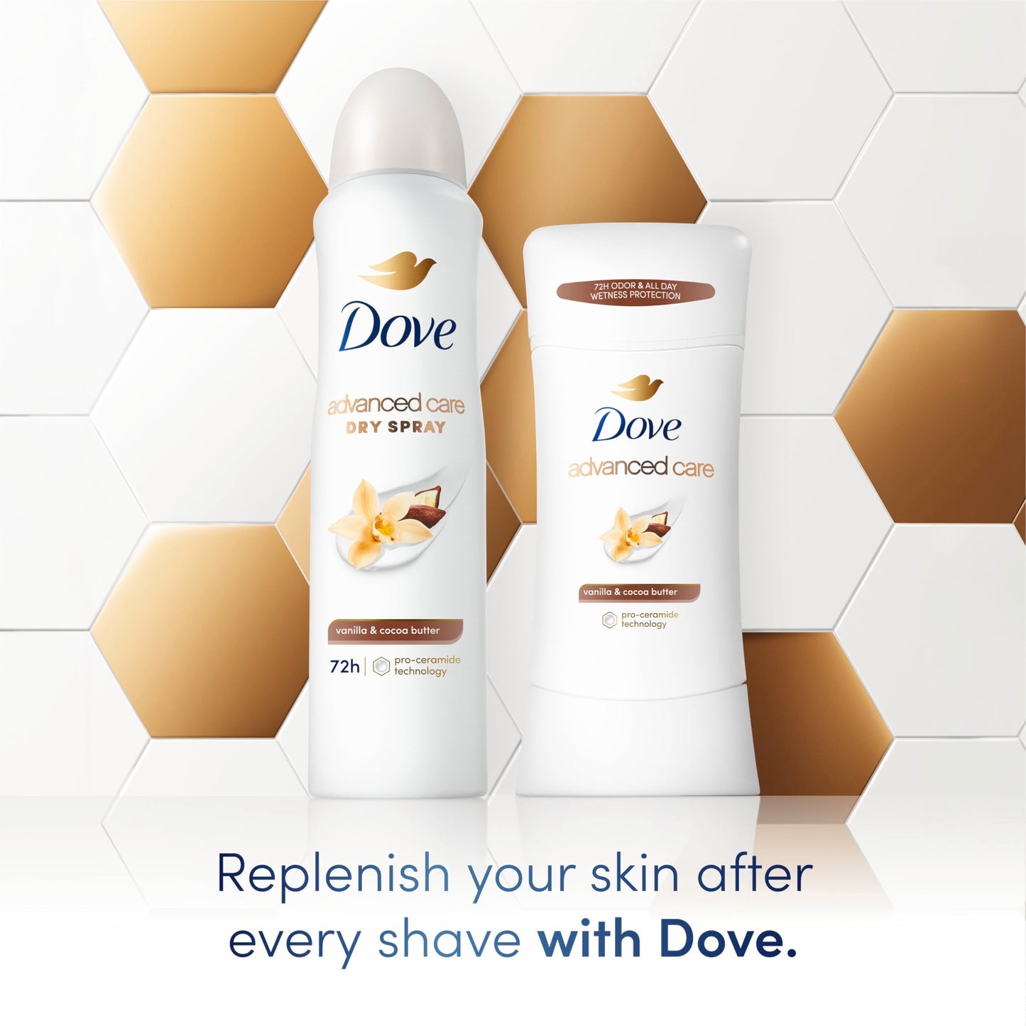Dove Advanced Care Antiperspirant Deodorant Stick Vanilla & Cocoa Butter 3 Count Antiperspirant deodorant with Pro-Ceramide Technology 72-hour odor Beauty and Personal Care Dove