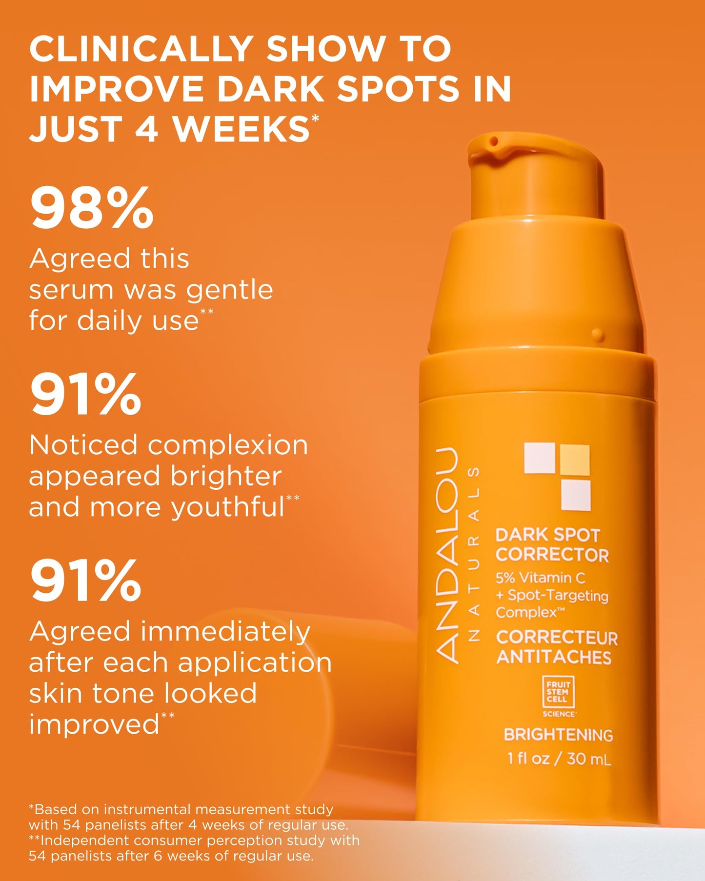 Andalou Naturals Dark Spot Corrector With Vitamin C | Face Serum for Uneven Skin Tone, Boost Radiance & Reduce Wrinkles | Pomegranate Stem Cells Beauty & Personal Care Andalou Naturals