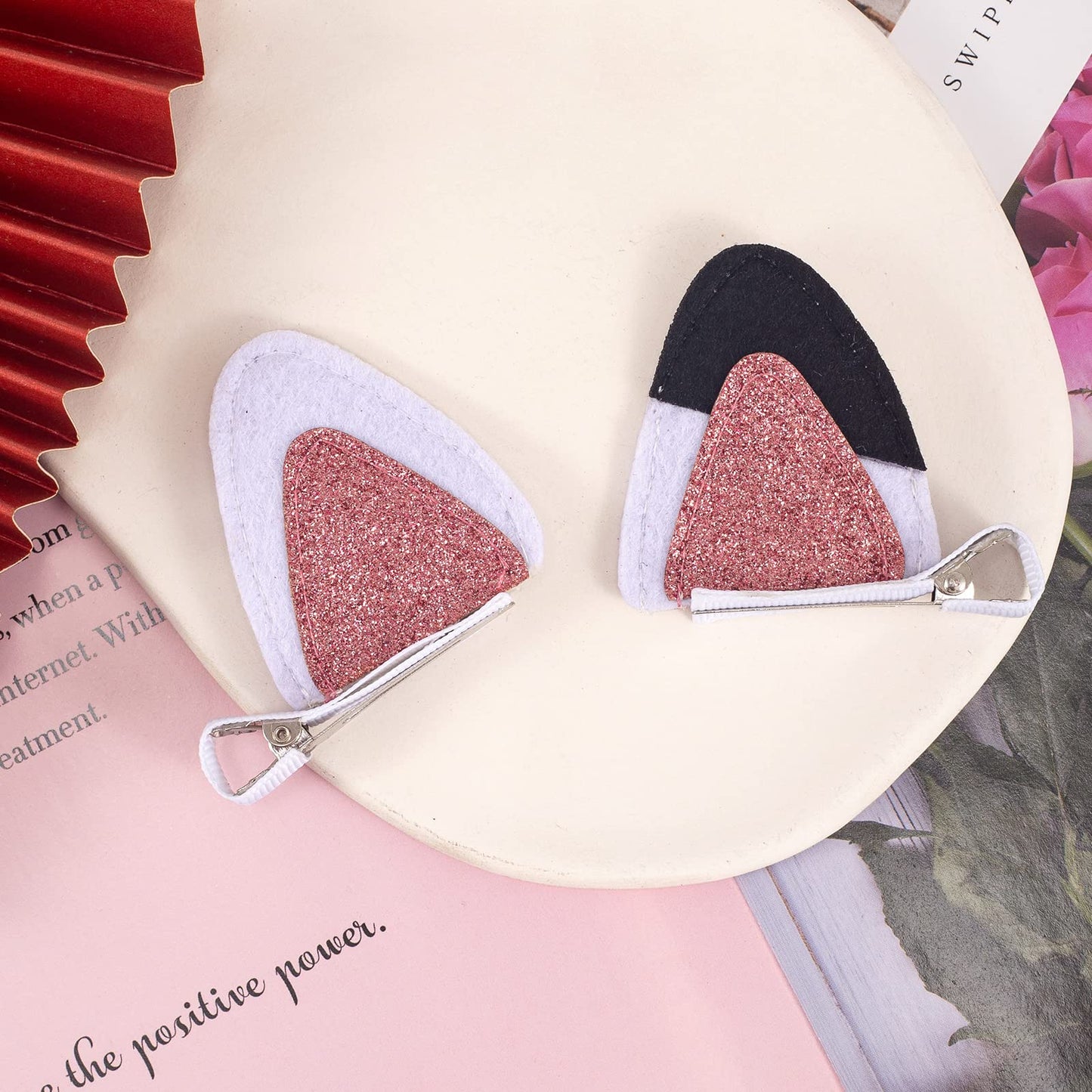 2 Pcs Cat Ears Hair Clips for Girls Cute Glitter Cat Ear Hair Pins Animal Hair Pins Barrettes for Girls Sparkly Alligator Hair Clips for Baby Girls Beauty & Personal Care GFLPO