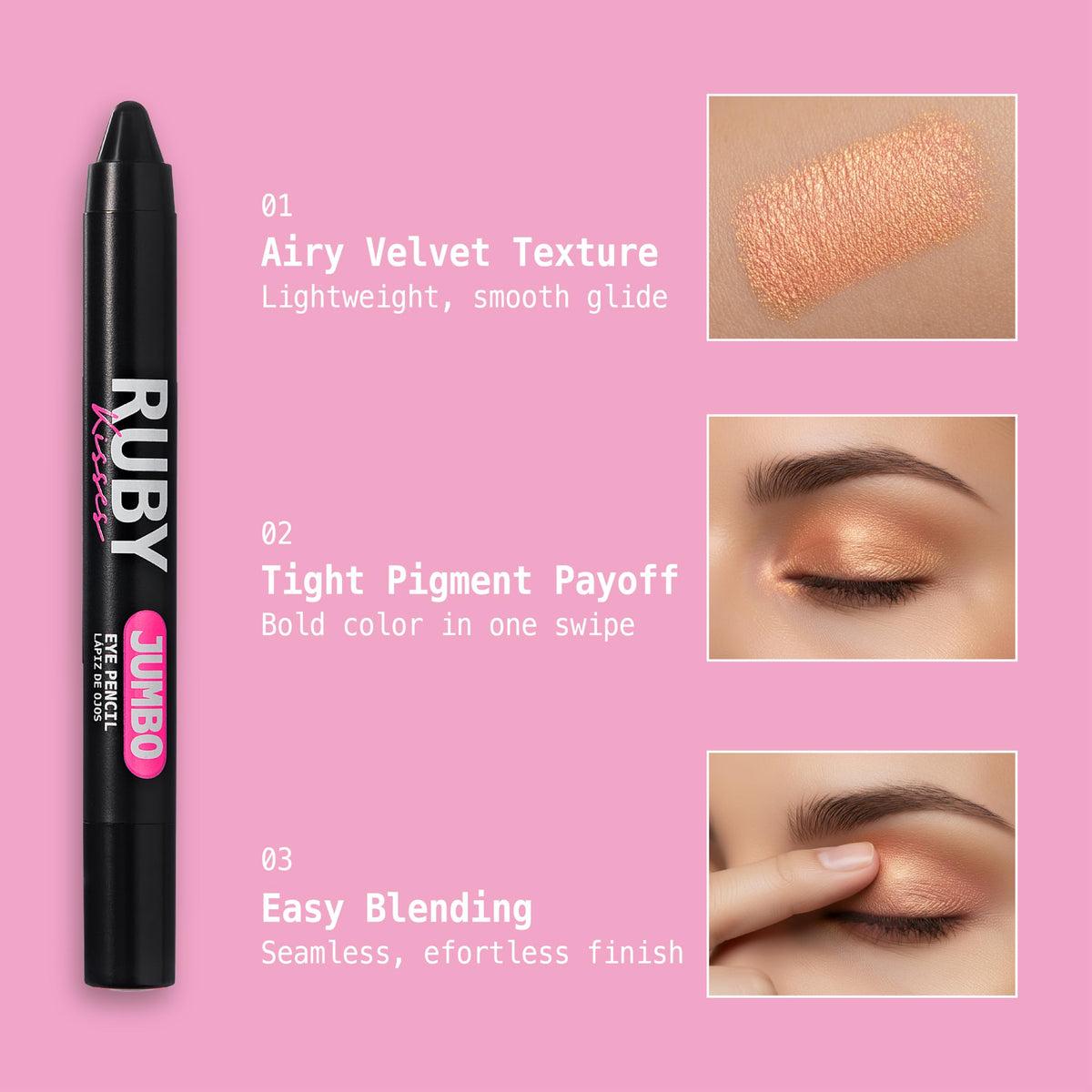 Ruby Kisses Jumbo Eye Pencil With Sharpener, Thick Eyeliner Pencil For Eye Shadow Primer & Highlighter on Waterline & Inner Corner, Blendable
