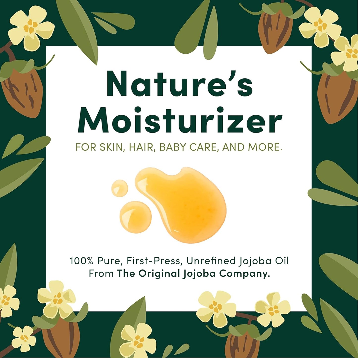 HobaCare Bulk Jojoba Oil - 100% Pure Hexane Free Unrefined Carrier Oil for Soap Making, Hair, Face, Beard, Scalp, Skincare Spa - Natural, Vegan, Long Beauty & Personal Care HobaCare