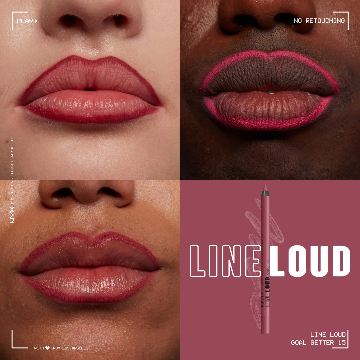 NYX PROFESSIONAL MAKEUP Line Loud Lip Liner, Longwear and Pigmented Lip Pencil with Jojoba Oil & Vitamin E - Goal Getter (Deep Raspberry) Beauty & Personal Care NYX PROFESSIONAL MAKEUP