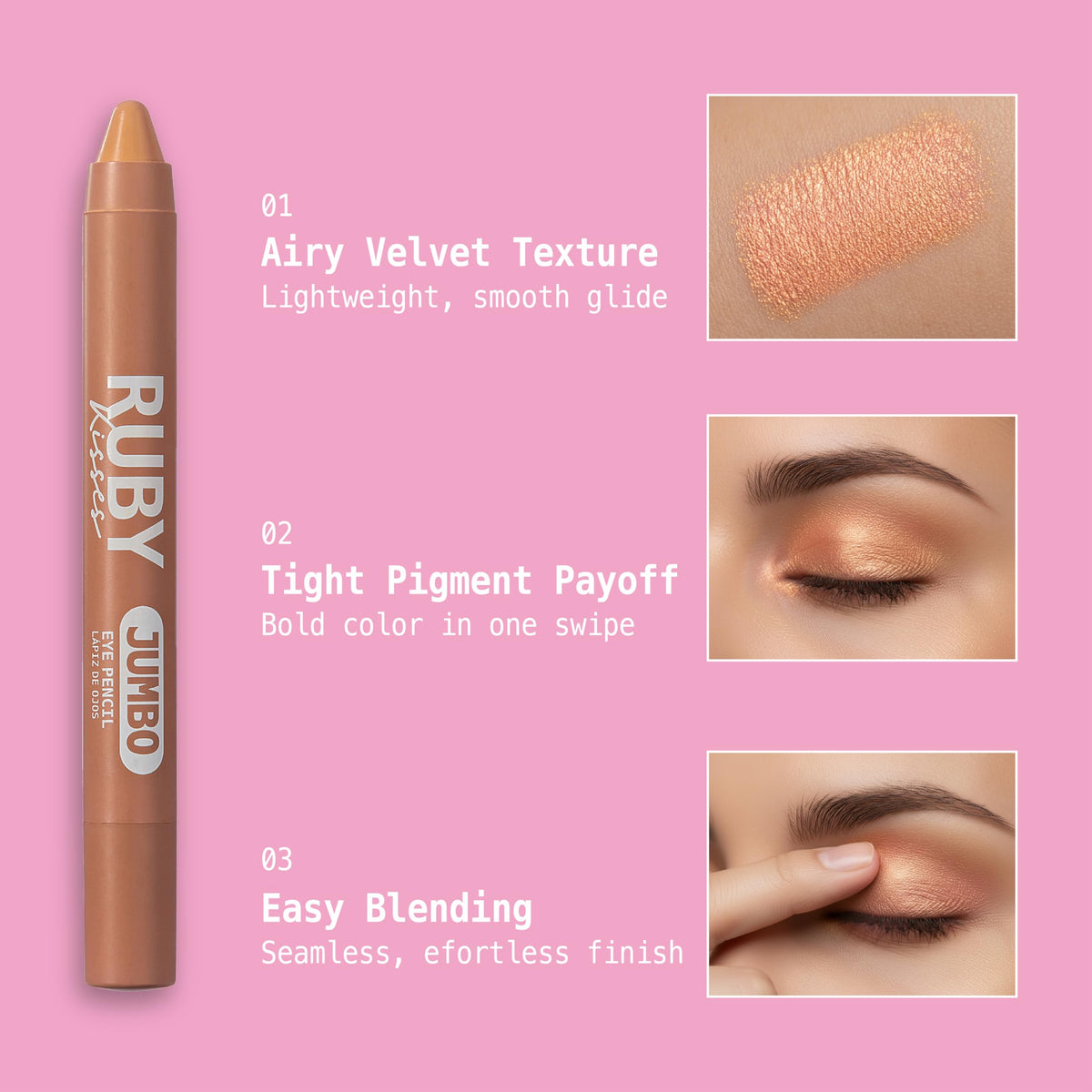 Ruby Kisses Jumbo Eye Pencil With Sharpener, Thick Eyeliner Pencil For Eye Shadow Primer & Highlighter on Waterline & Inner Corner, Blendable