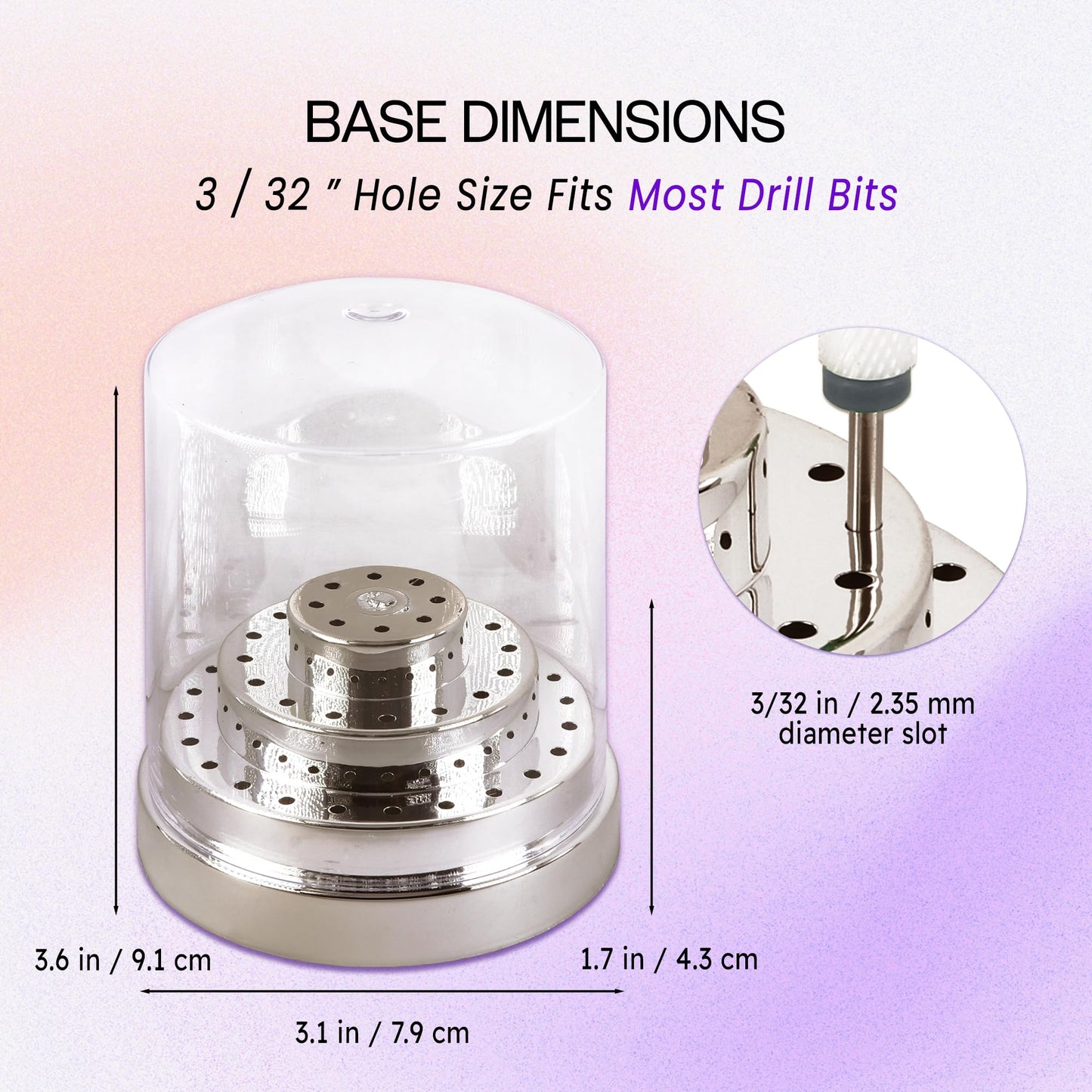 PANA Round Cake Tier Nail Drill Bit Holder Display Organizer Case - Dustproof Carbide Bit Storage Container Box For Manicure Tools Nail Salon - 48 Beauty & Personal Care PANA