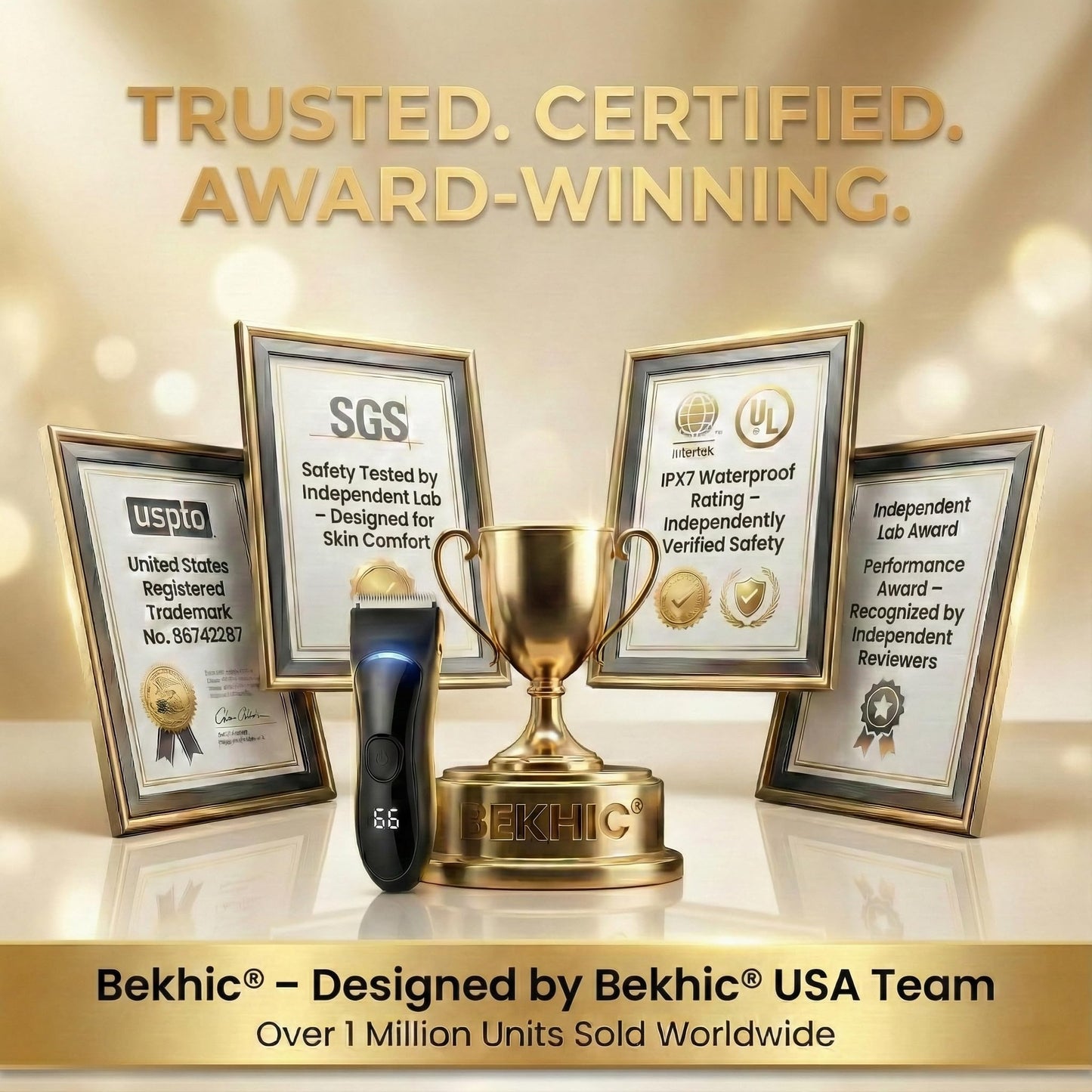 Bekhic Manscape Groin & Body Hair Trimmer for Men - Waterproof Pubic Hair Shaver & Ball Groomer with LED Light - No-Nick Ceramic Blade, 90-Min Beauty and Personal Care Bekhic