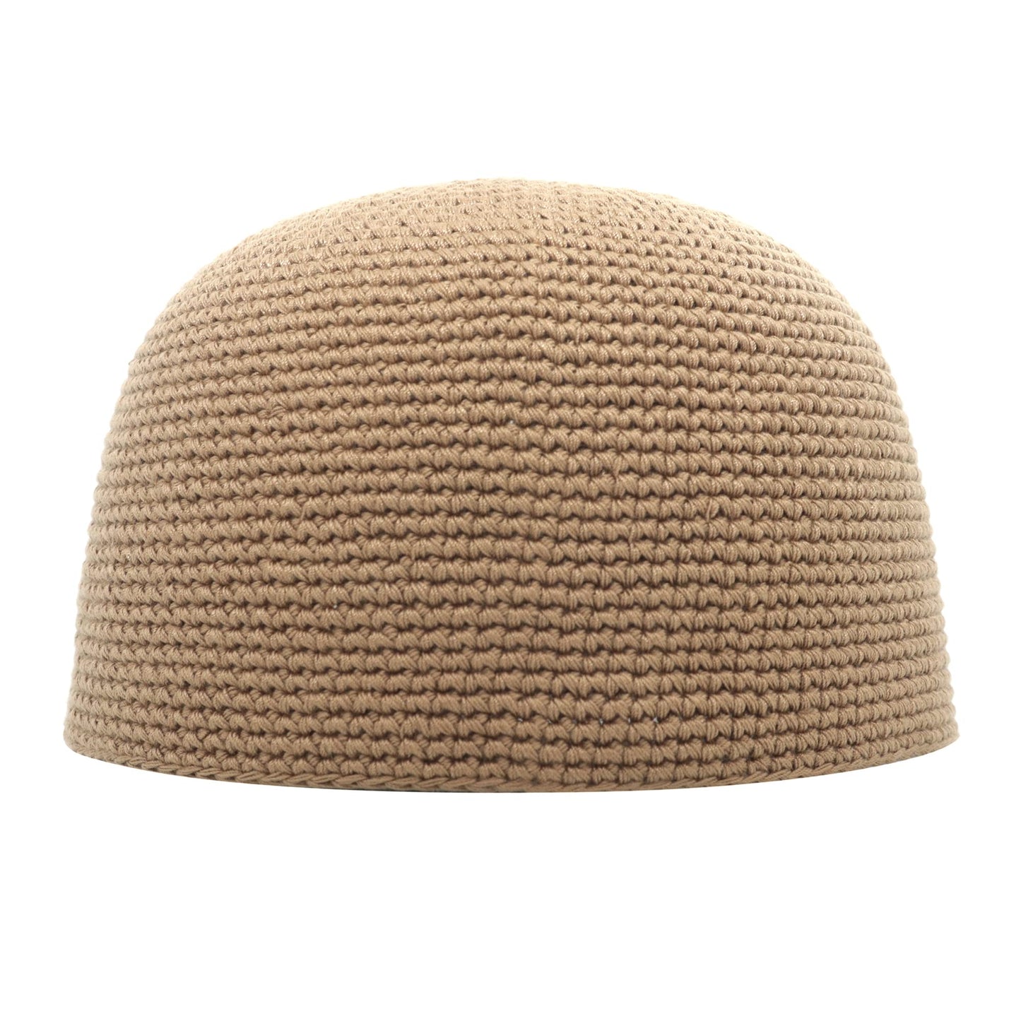 TheKufi Cotton Kufi Skull Cap - Light Brown Hand-Crocheted 100% Cotton Head Cover (L = 23" (58.5cm)) Beauty and Personal Care TheKufi