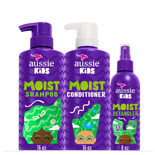Aussie Kids Hair Care Bundle Set Including: Shampoo (16 Fl Oz), Conditioner (16 Fl Oz) & Detangler Spray (8 Fl Oz), Paraben- Freem Sulfate-Free Beauty & Personal Care Aussie