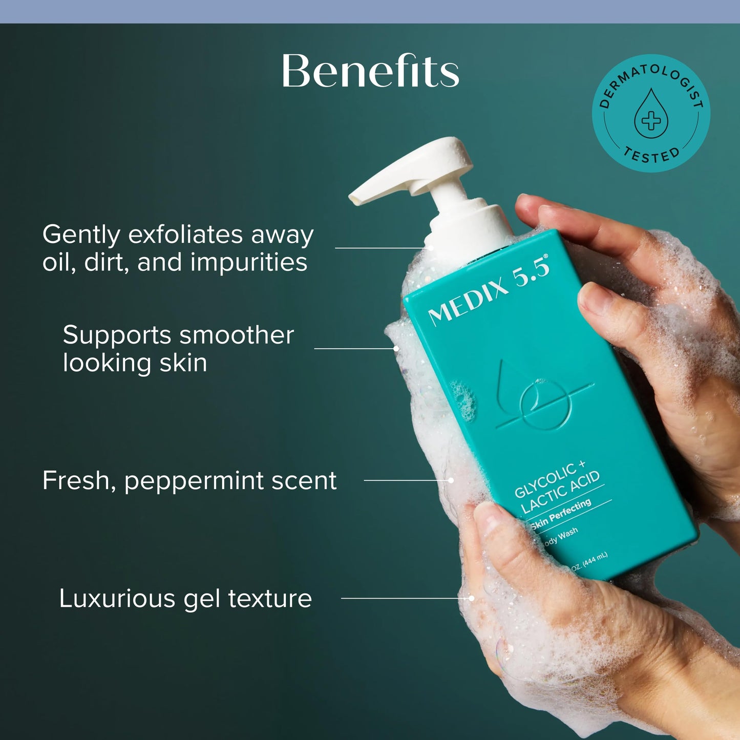MEDIX 5.5 Exfoliating AHA Glycolic Acid Face & Body Wash Cleanser + Vitamin C Moisturizing Body Cream Lotion Skin Care 2PC Set | Alpha Hydroxy Acid Beauty & Personal Care Medix 5.5