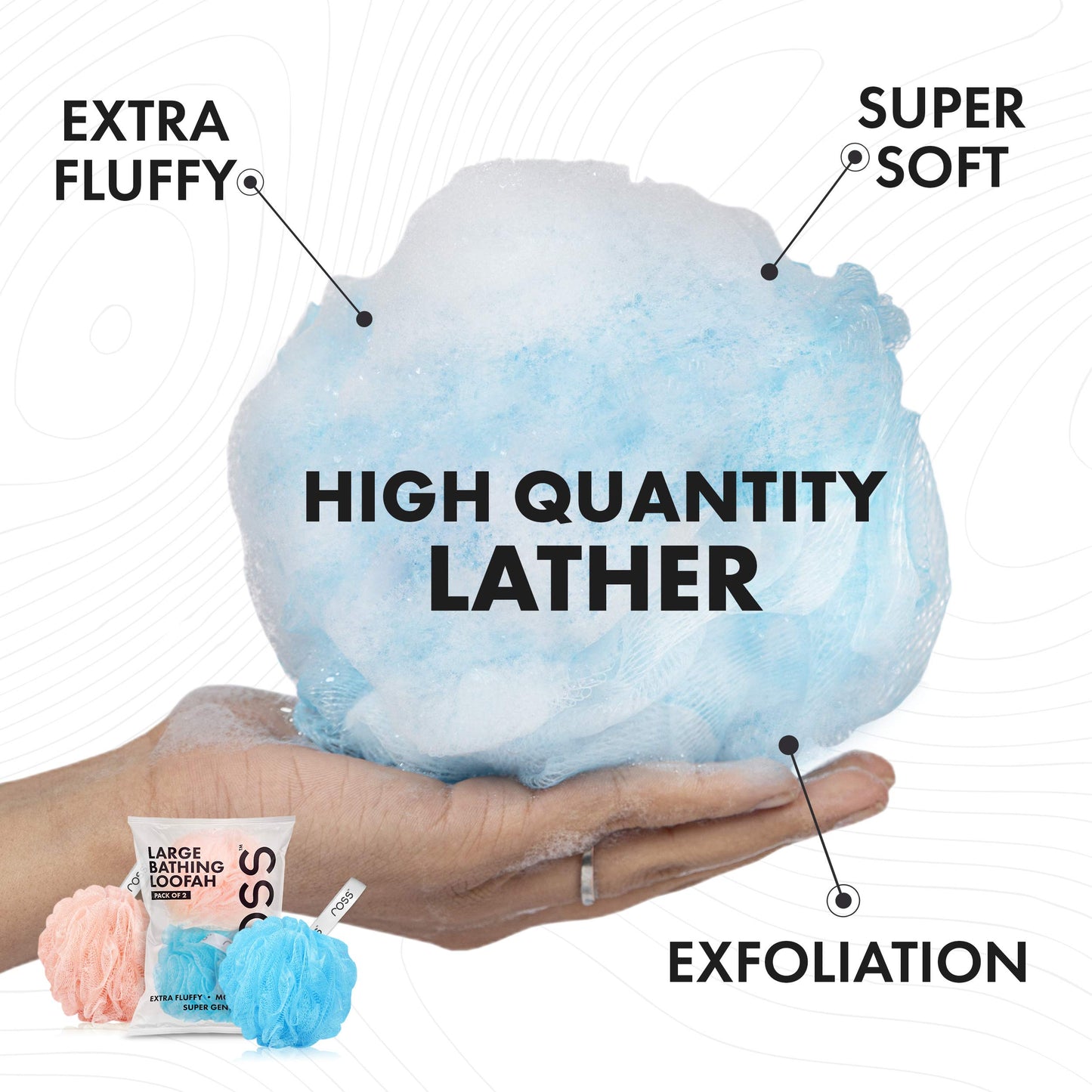 ross Large Bath Loofah Sponge Scrubber Exfoliator for High Lather Cleansing (Peach and Blue) Beauty and Personal Care Ross
